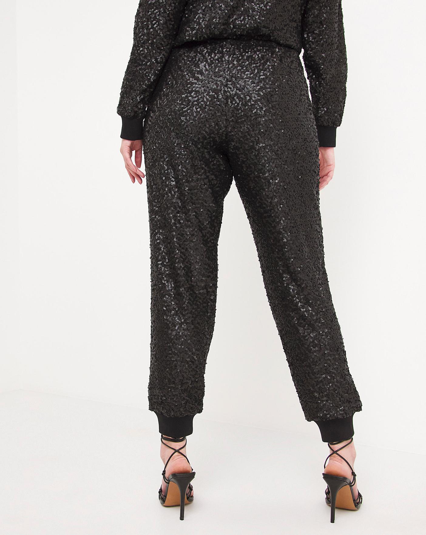 Black Sequin Joggers Simply Be