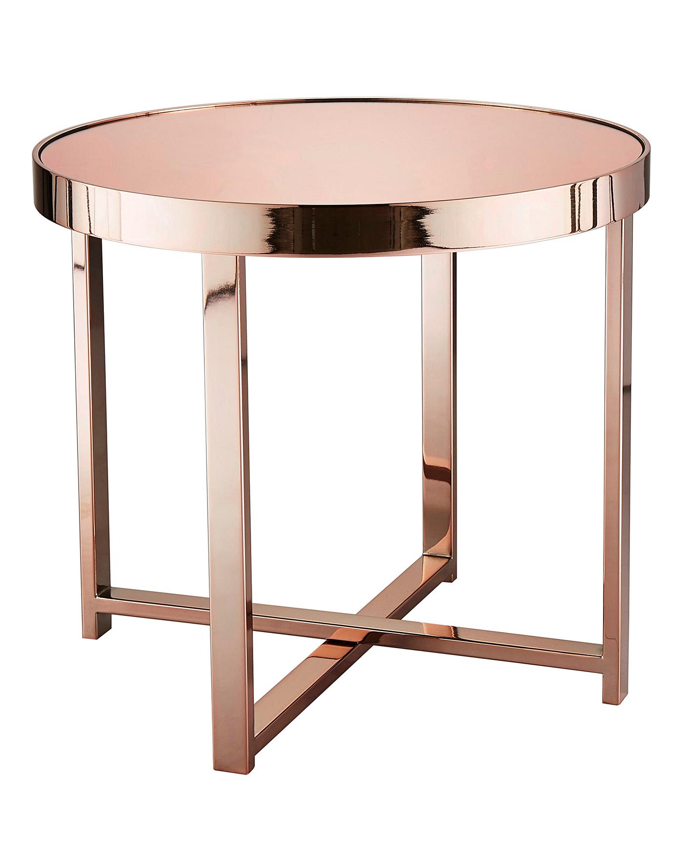 Ayla Rose Gold Mirrored Side Table