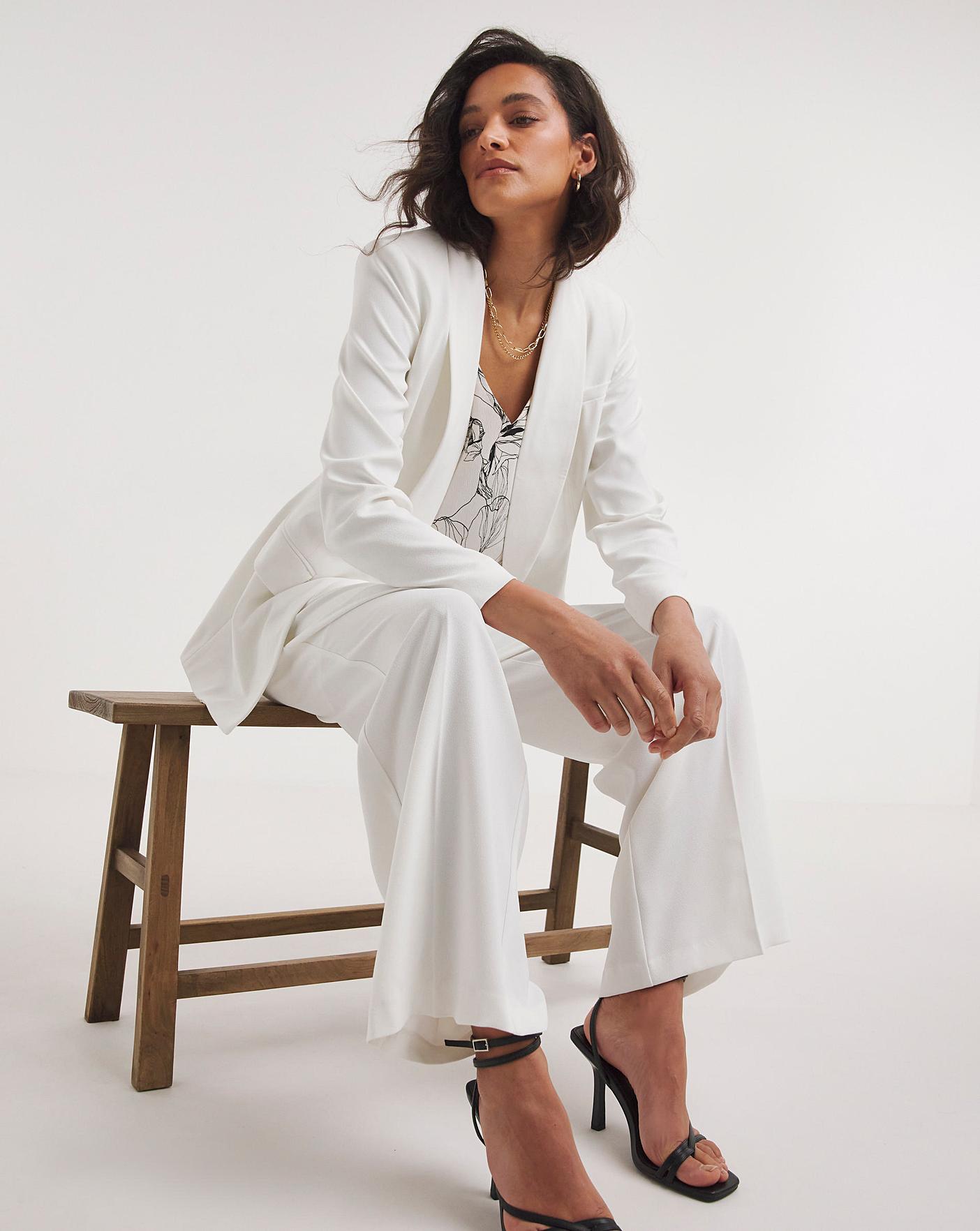 Single Breasted Oversized Blazer - Ivory