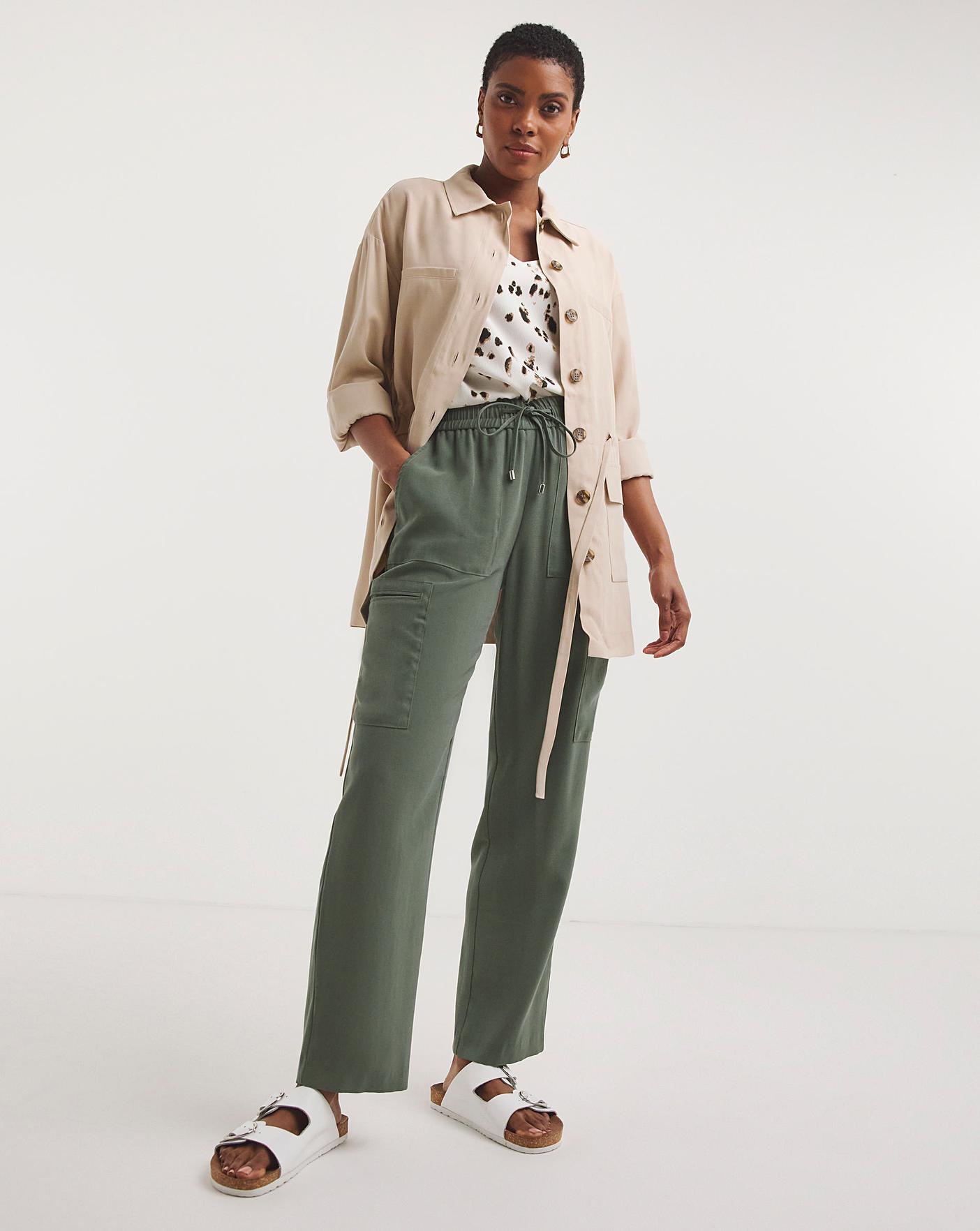 TOPSHOP Balloon Cotton & Linen Cargo Trousers in Gray | Lyst