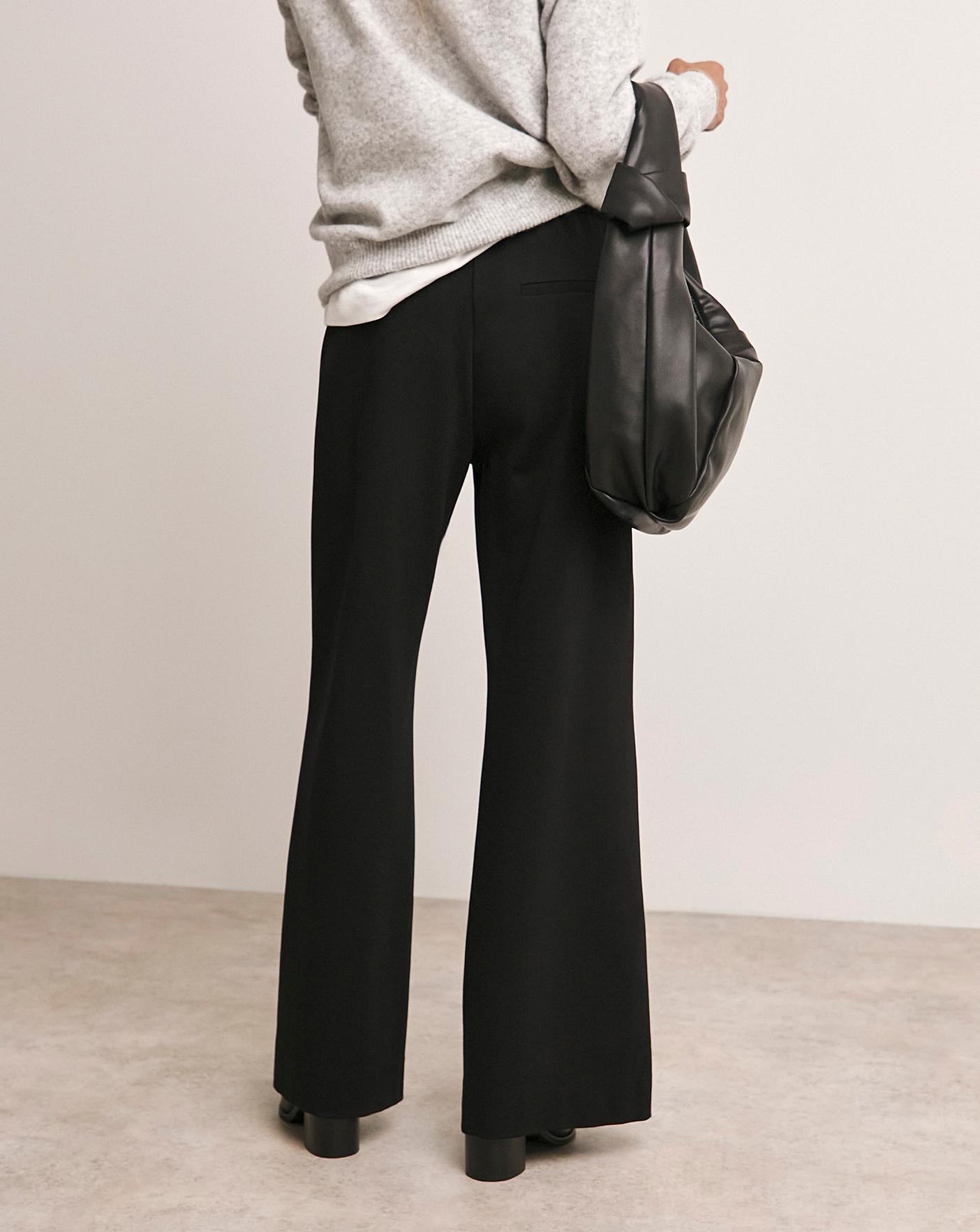 Black pull on wide leg trousers hotsell