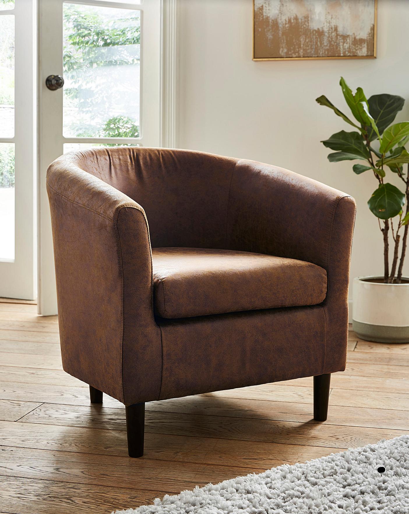 hunter worn faux leather tub chair