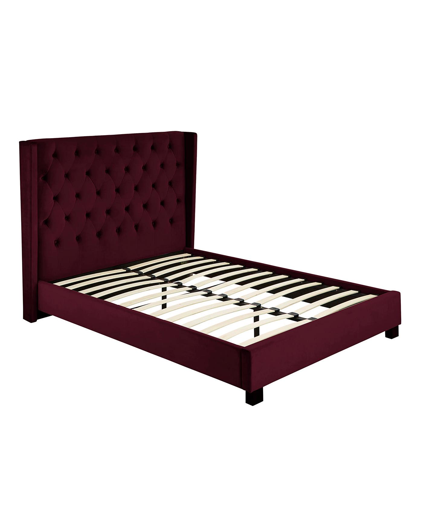 Allegra Winged Velvet Bed Frame Home Essentials