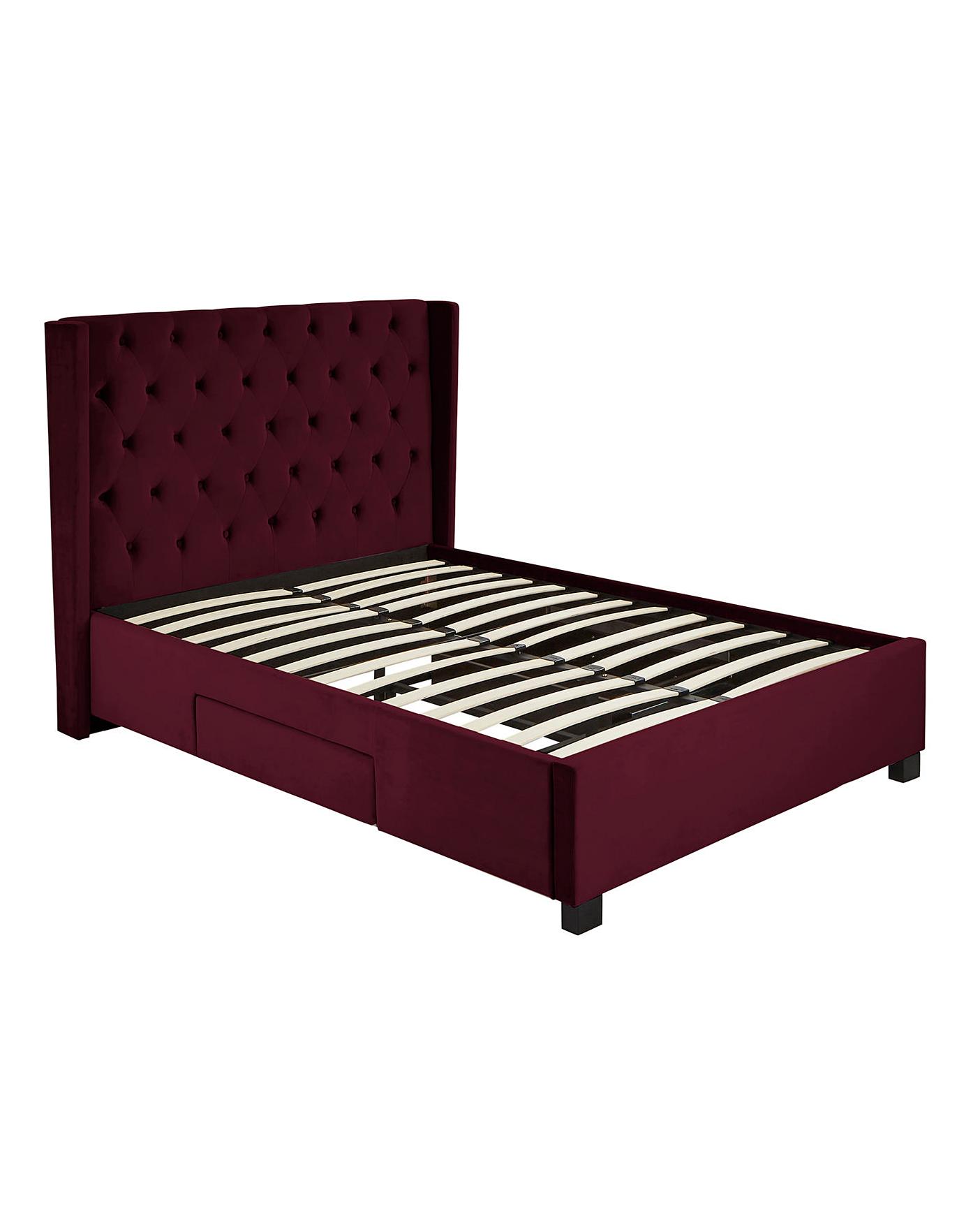 Allegra Winged Velvet Storage Bed Frame Home Essentials