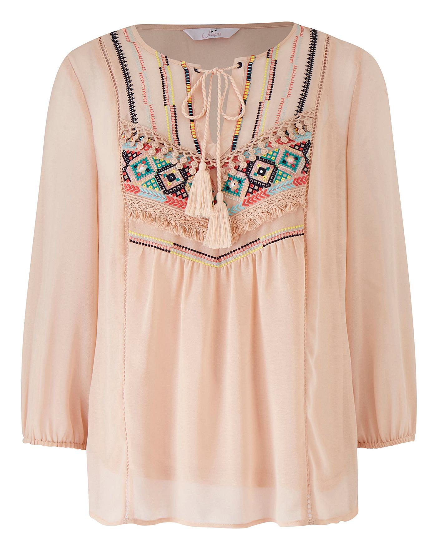 Embroidered Gypsy Blouse Crazy Clearance