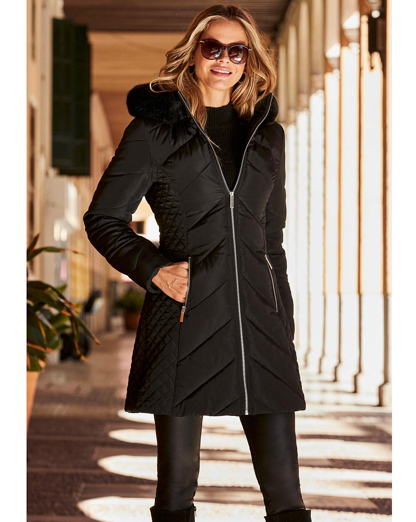 Sosandar padded coat black Clearance