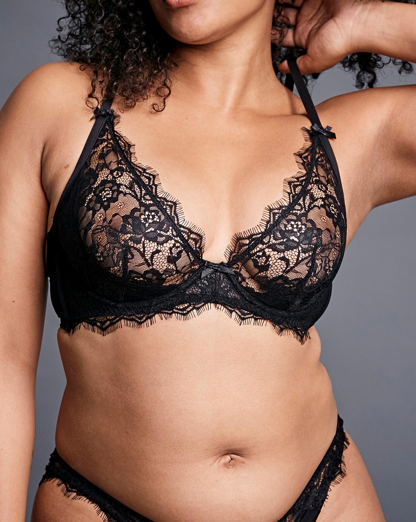 Figleaves Pulse Lace Underwired Plunge Bra B-G