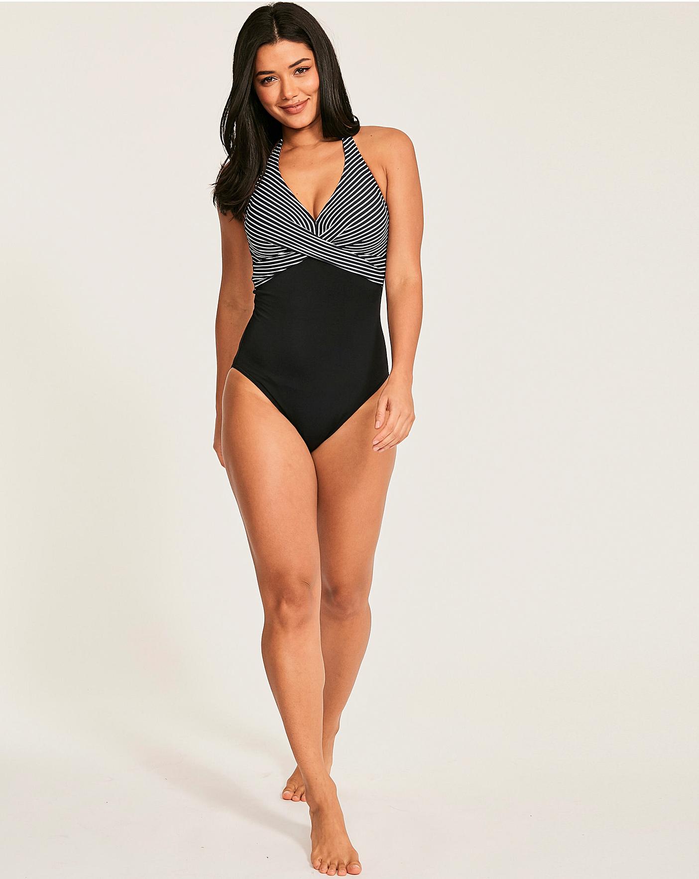 Buy Figleaves Gingham Tailor Underwired Twist Front Tummy Control Black  Tankini Top from Next Canada