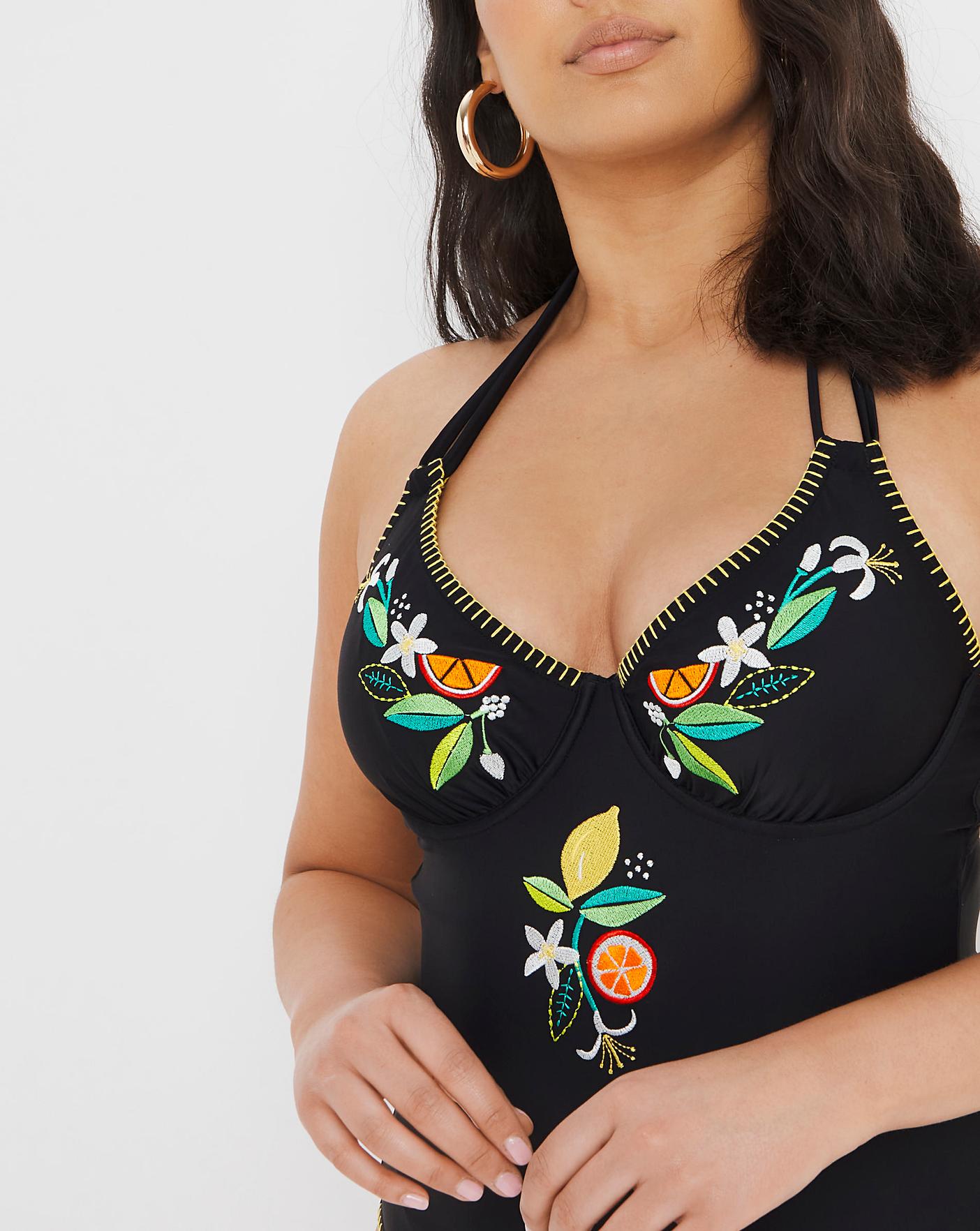 Figleaves Embroidered Tummy Control Swimsuit