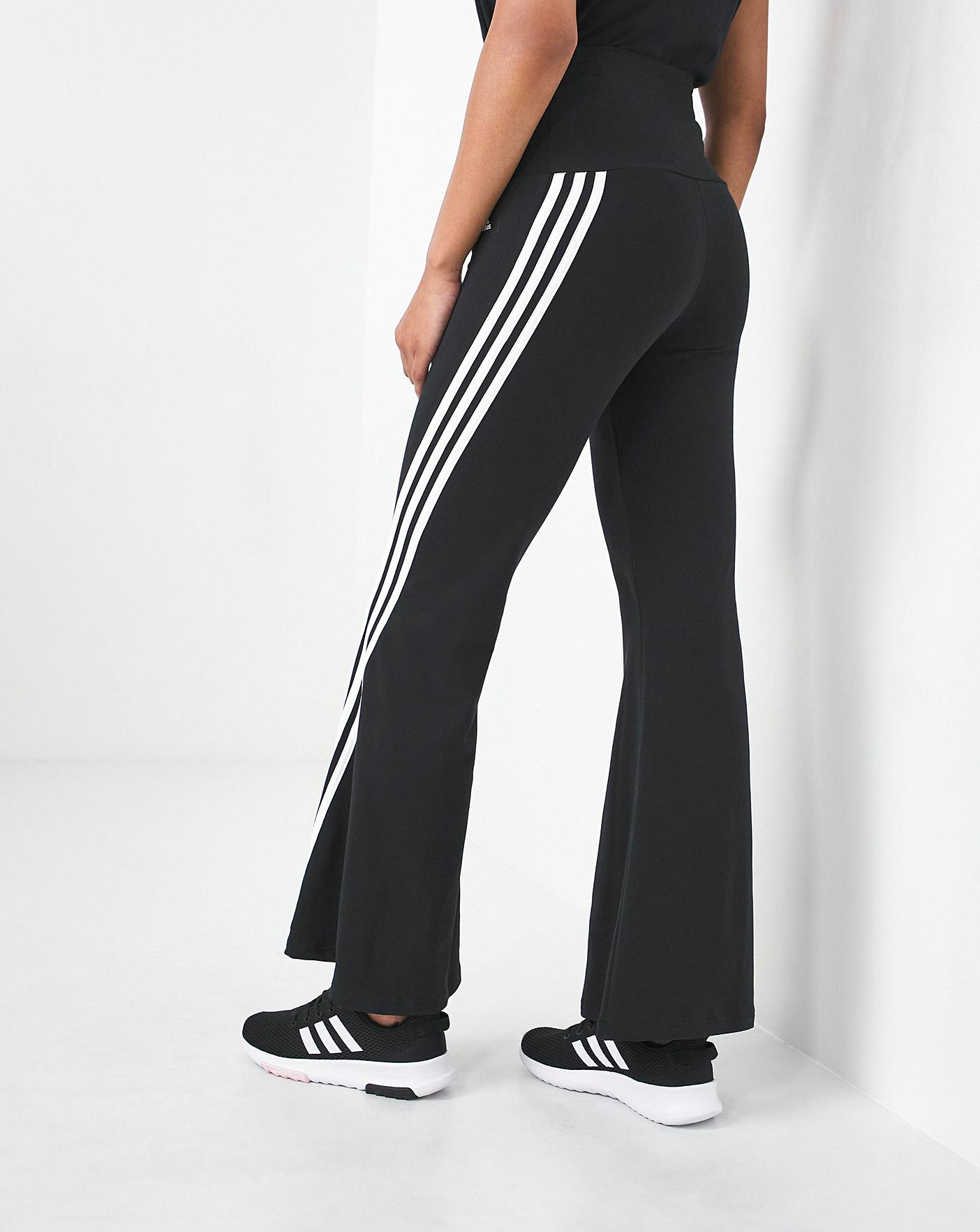 adidas Originals Three Stripe Flared Track Pants In Black
