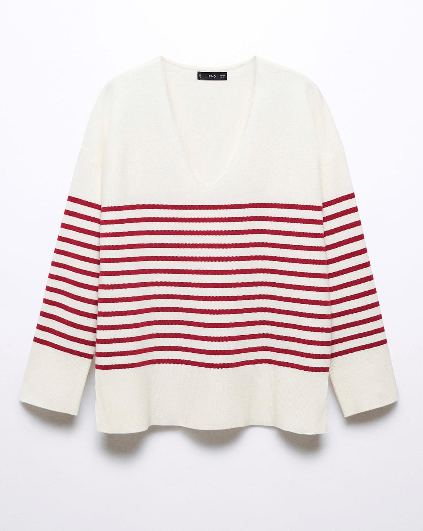 Striped v neck on sale jumper