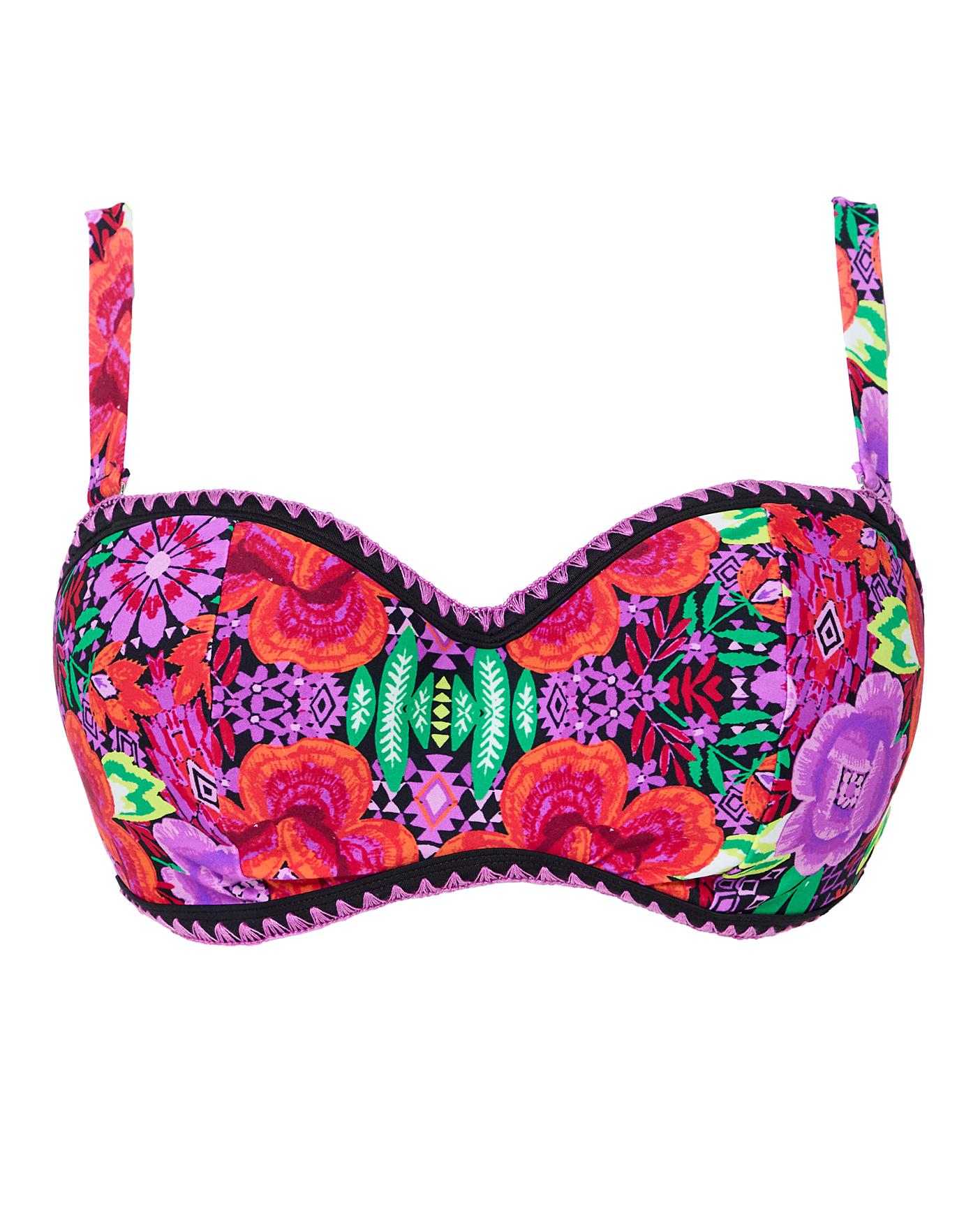 Haut De Bikini à Bandeau Floral Avec Armatures - Figleaves Taille 32DD - Neuf Avec étiquettes