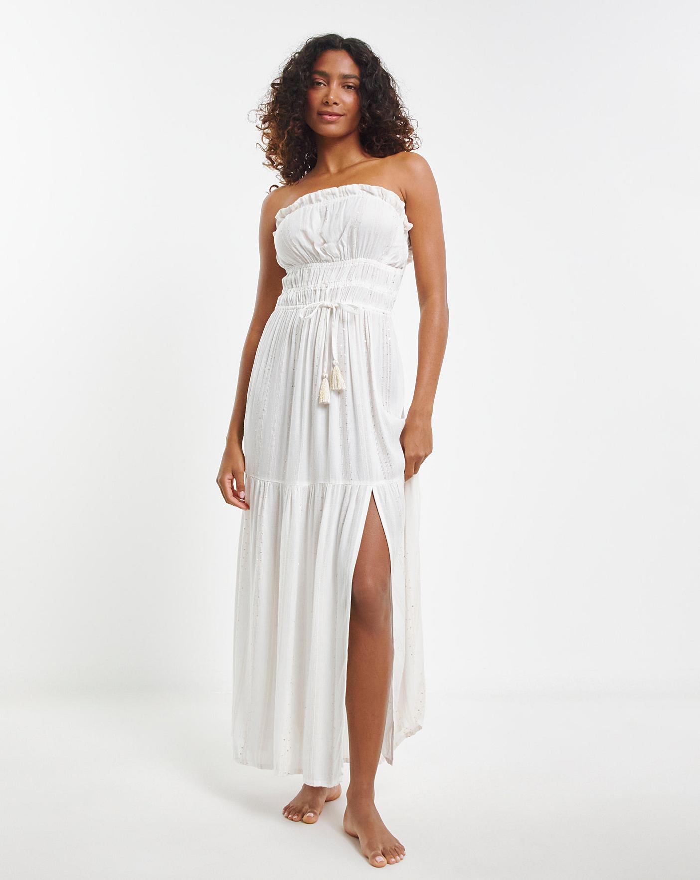 knee length dresses for ladies Ocean Pearl Bandeau Maxi Dress – OutDazl main image 1