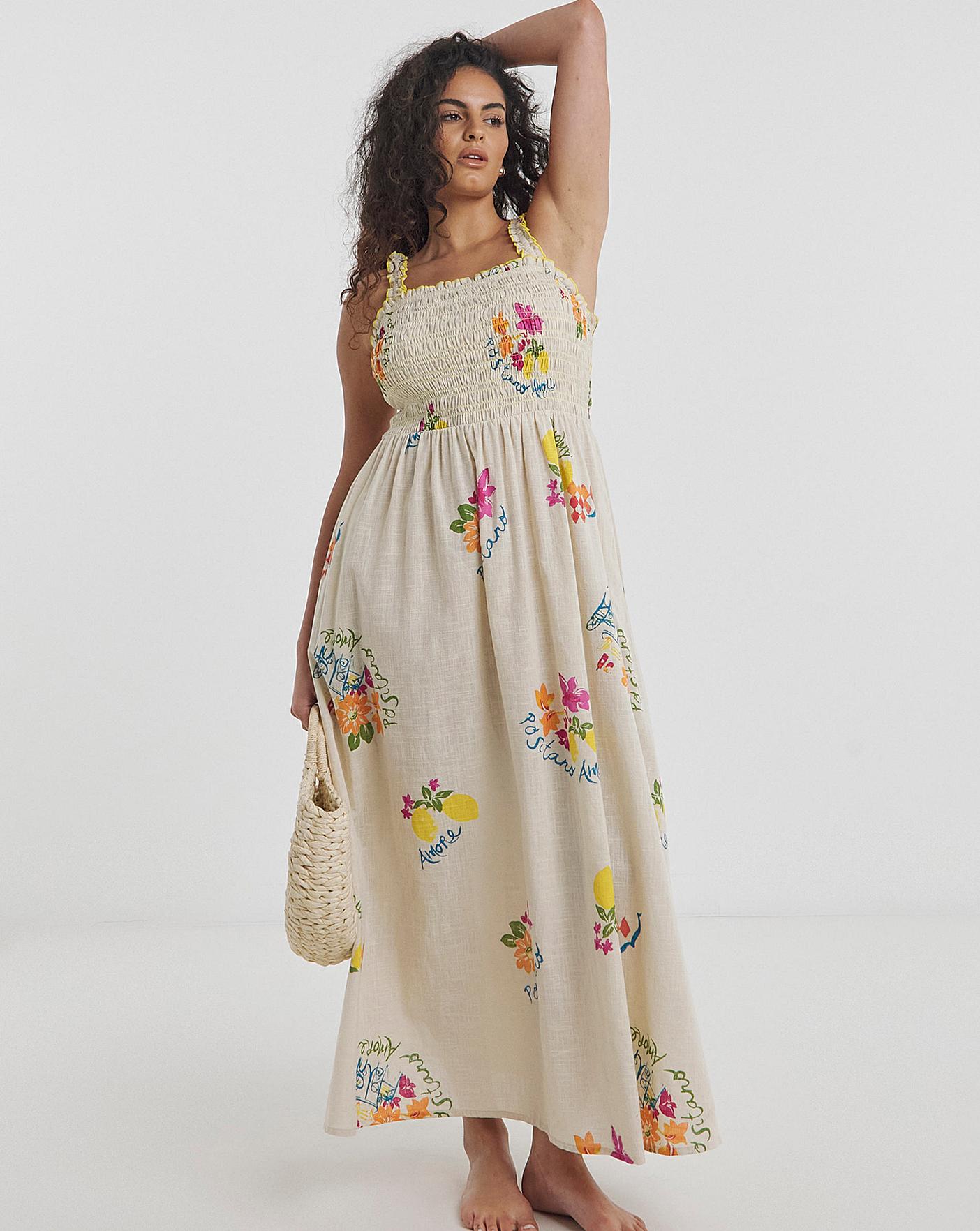 Simply Be Shirred Maxi Beach Dress | Simply Be