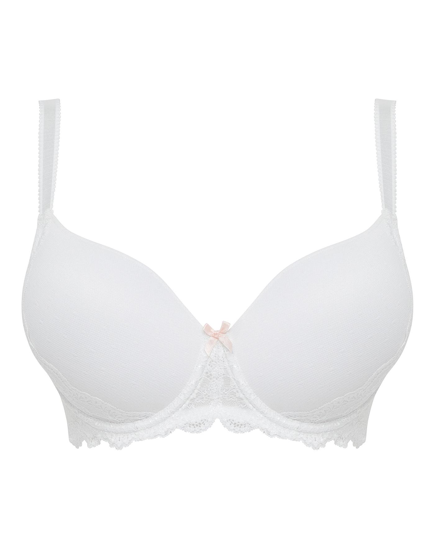 30C Figleaves Juliette Lace T-Shirt Bra 173509 Underwired Moulded - White -  Helia Beer Co