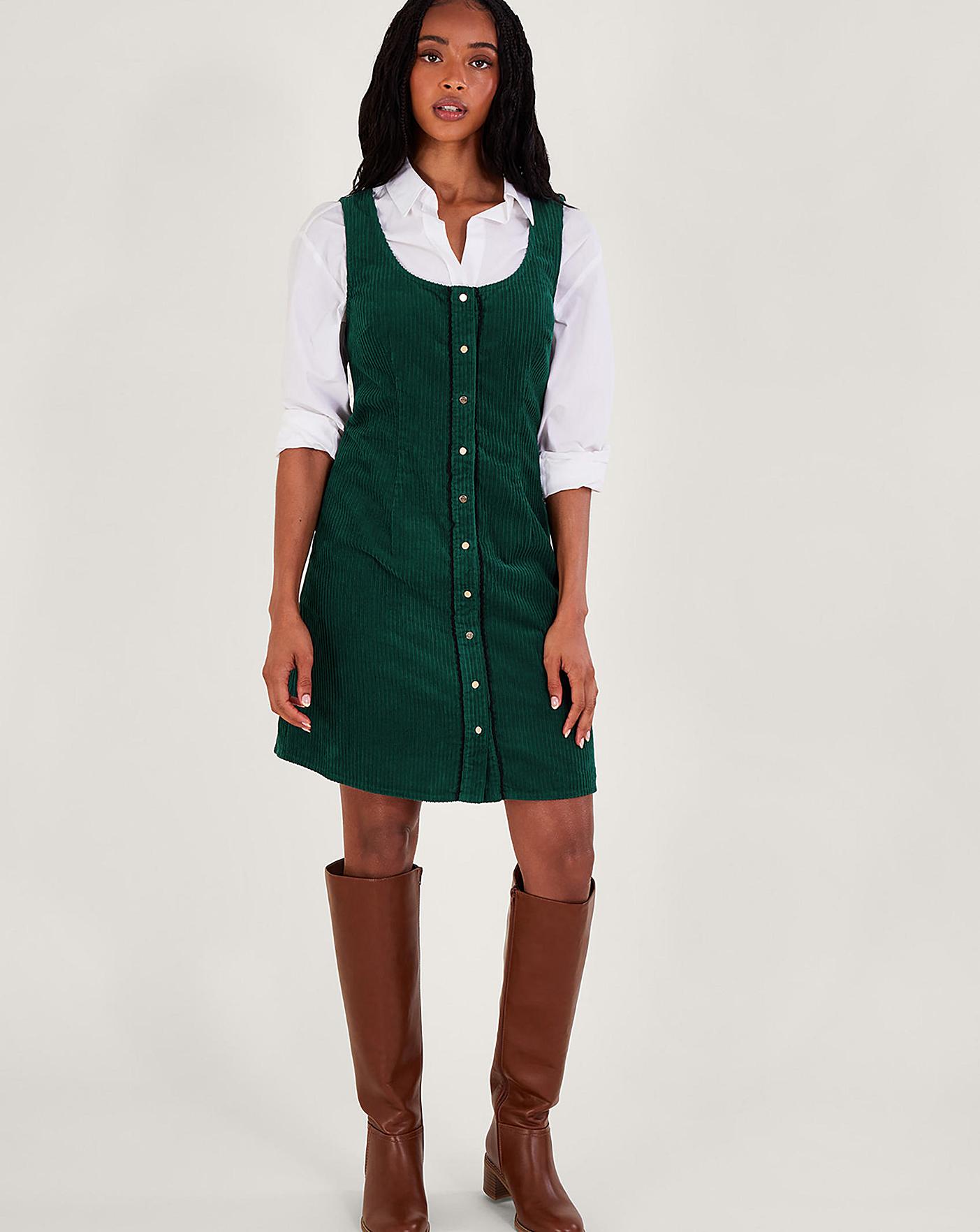 Green cord 2025 pinafore dress