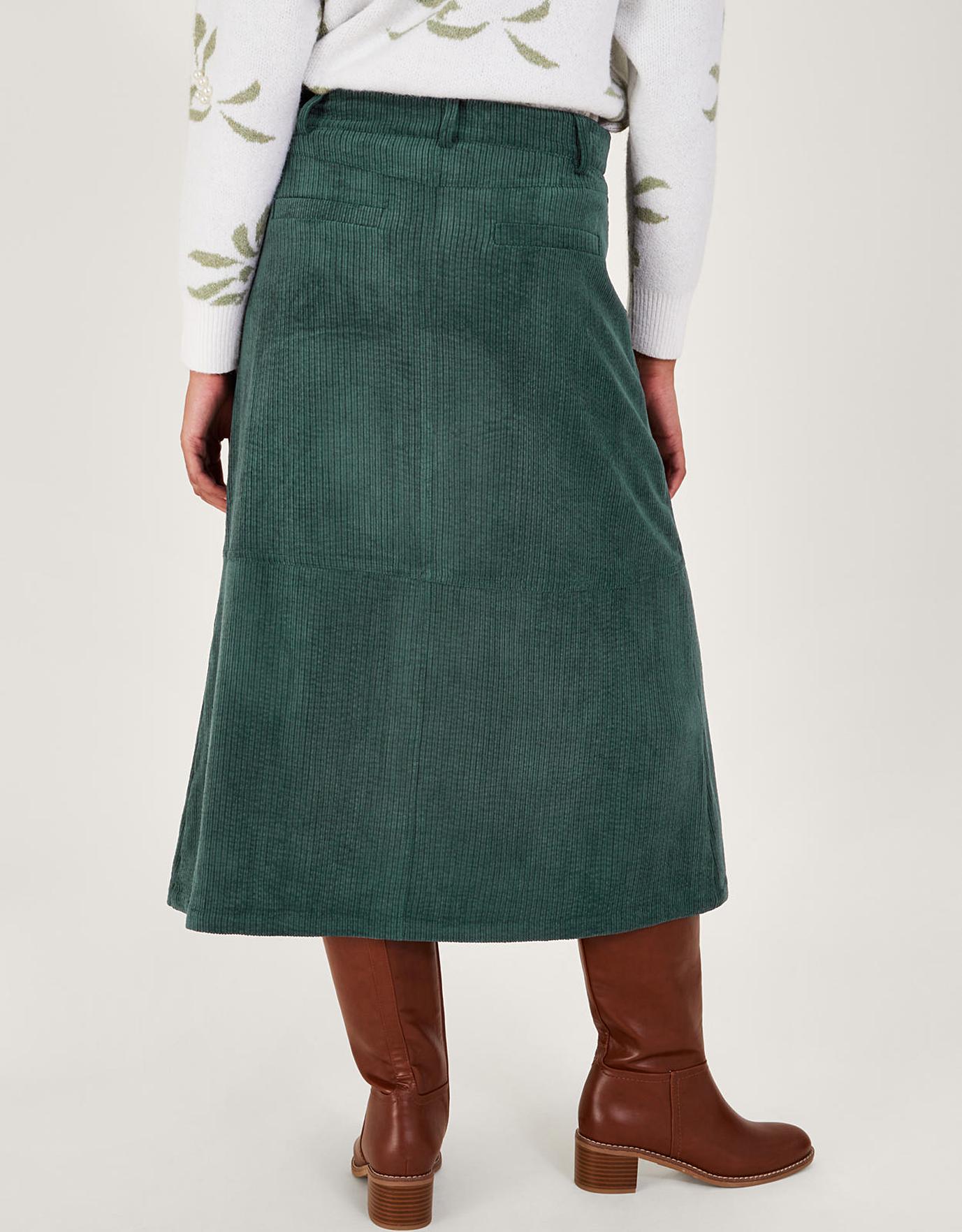 Green corduroy midi outlet skirt