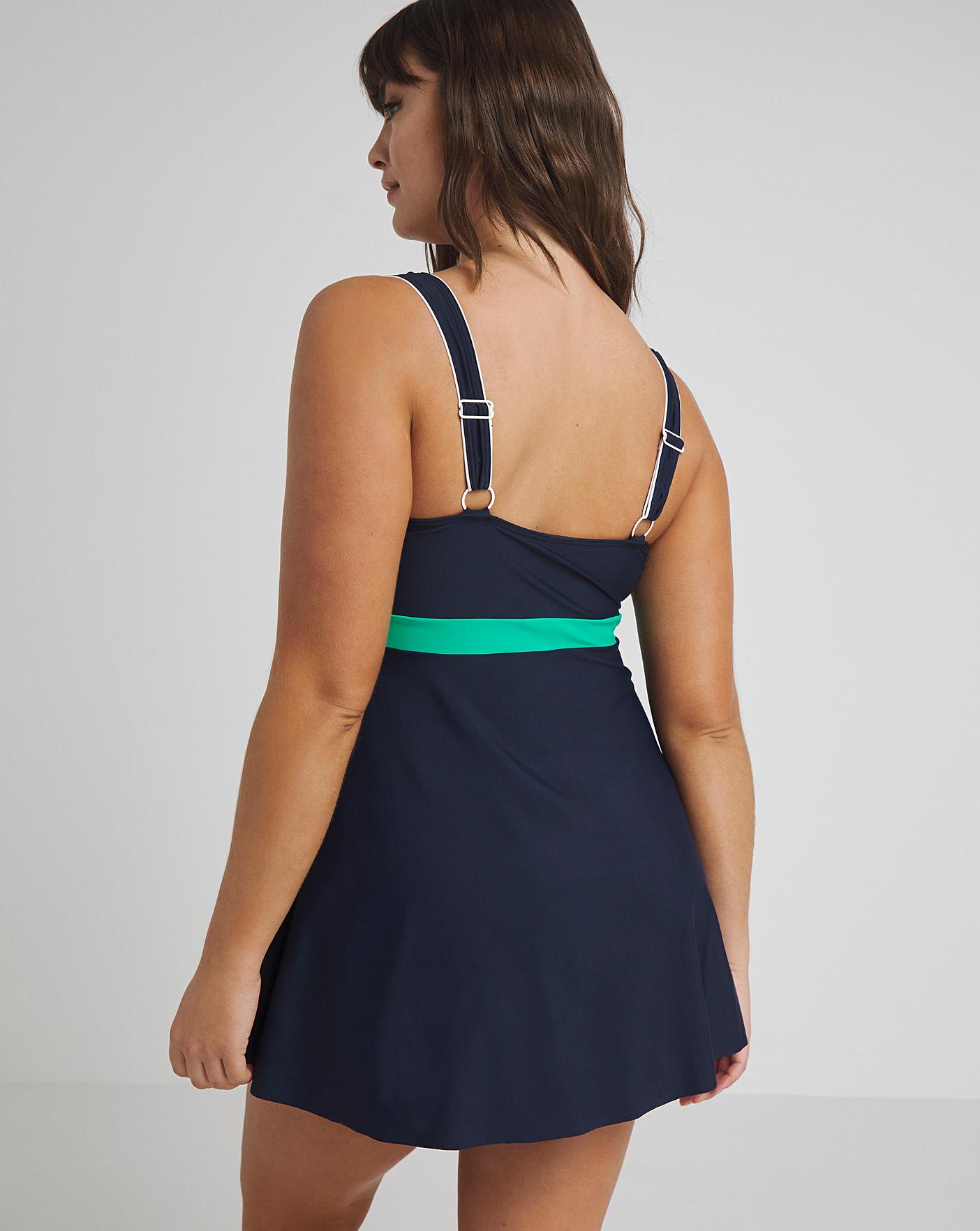 Square Neck Sports Tank Dress with Full Coverage Bottoms