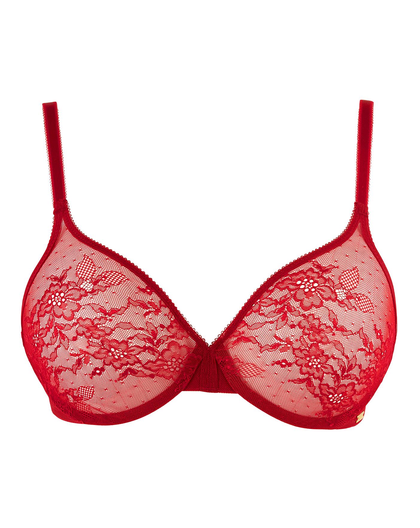 Gossard Glossies Lace Sheer Thong In Bordeaux Red for Women
