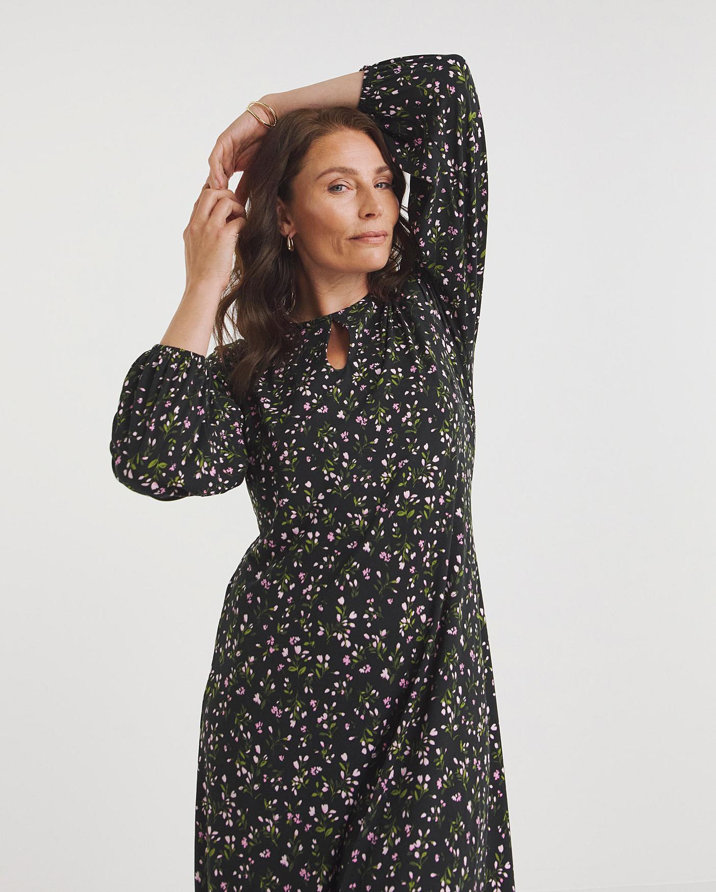 Soft Touch Midi Dress With Key Hole Neck J D Williams