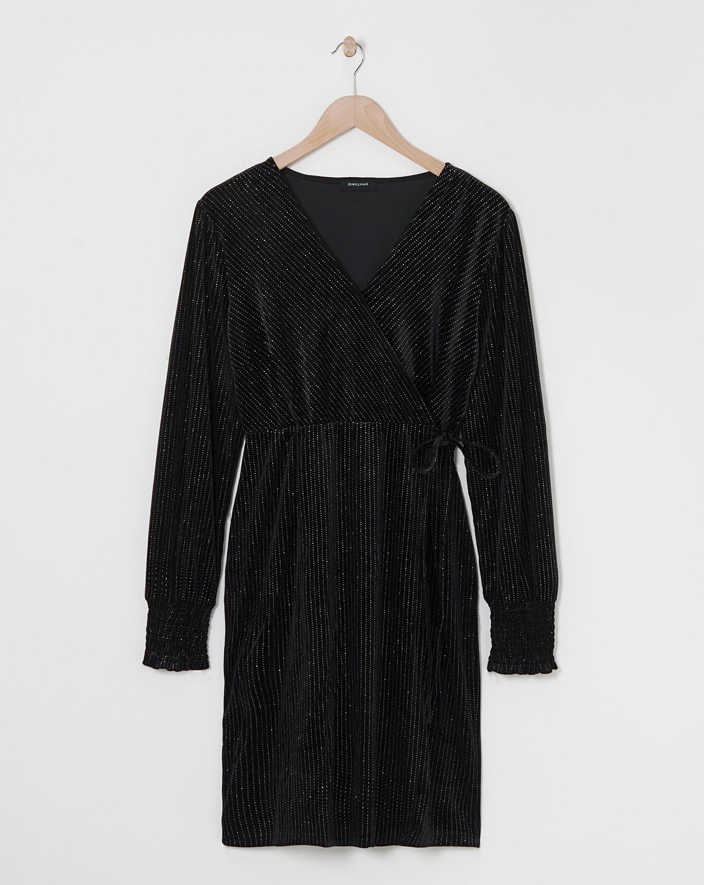 Velvet Glitter Stripe Wrap Dress | Oxendales