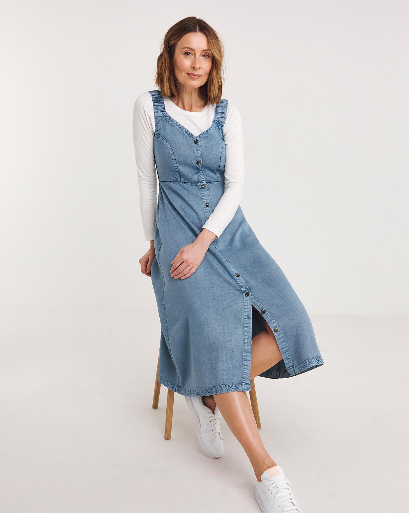 Midi length 2025 pinafore dress