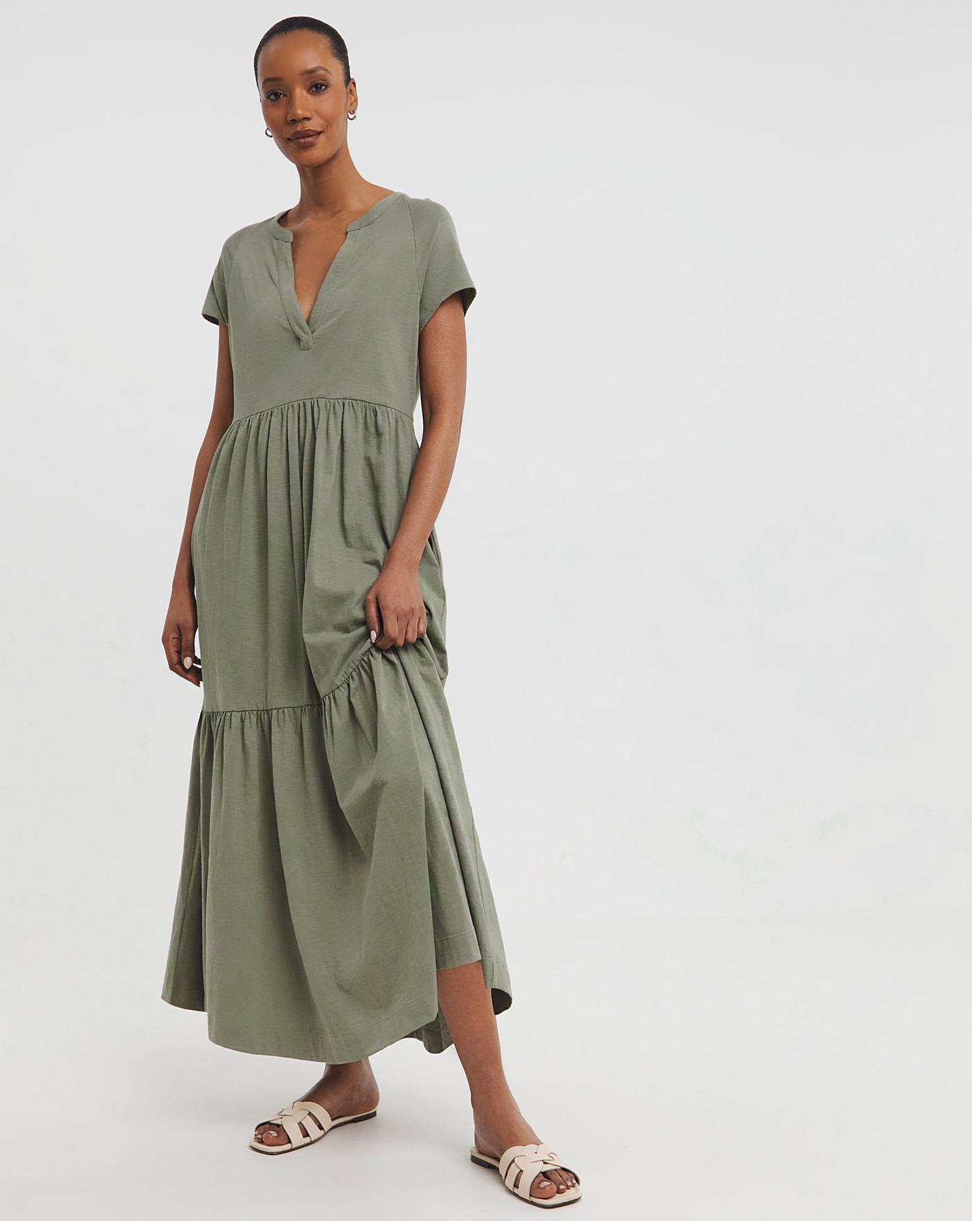 Notch Neck Jersey Smock Dress | Oxendales