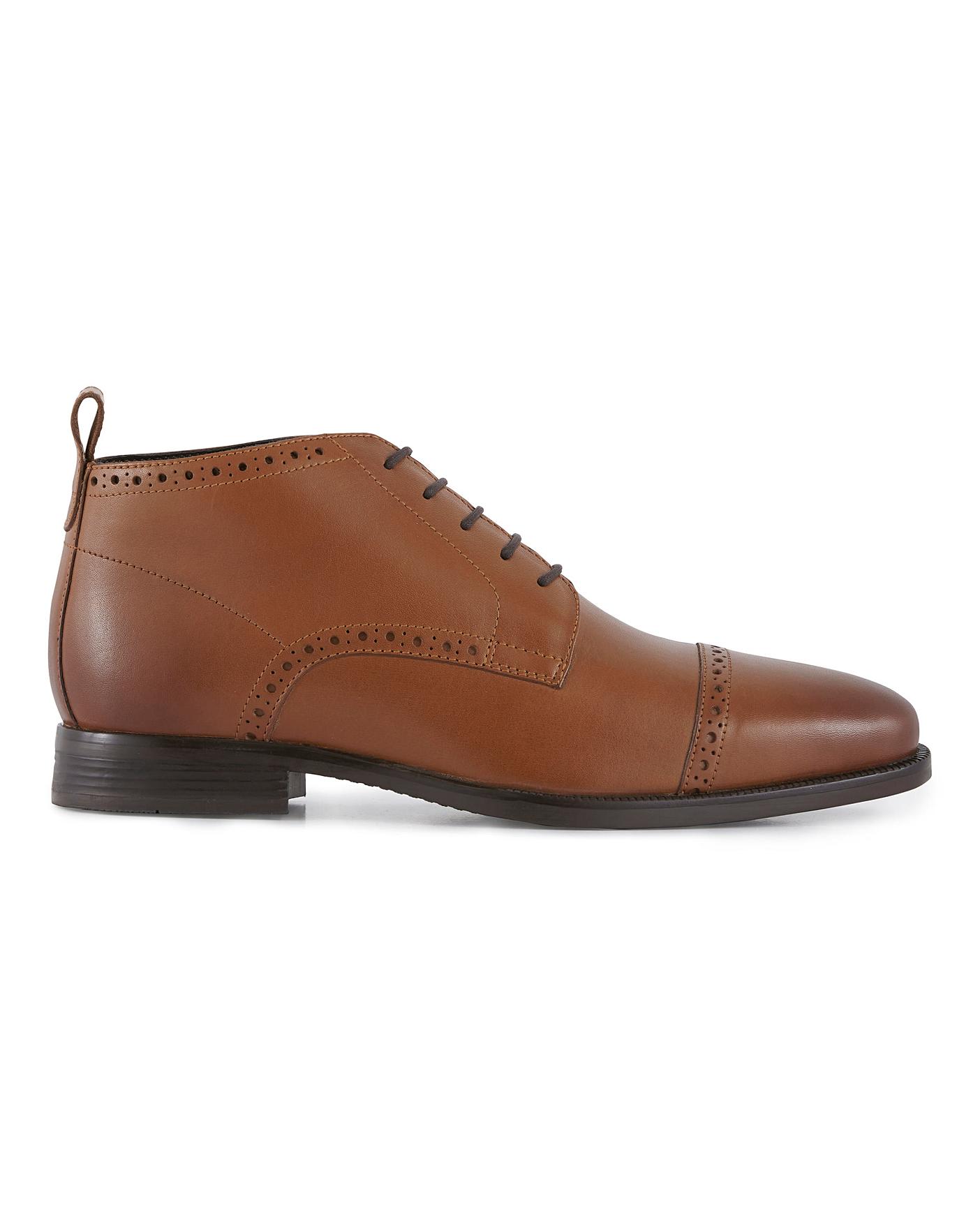 Leather Brogue Detail Boot Wide Fit
