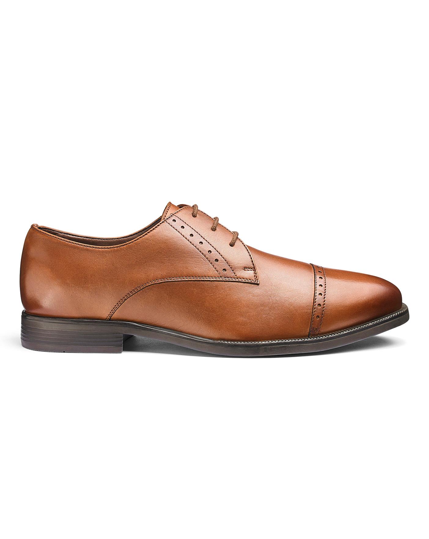 Leather Toe Cap Derby Shoes Extra Wide
