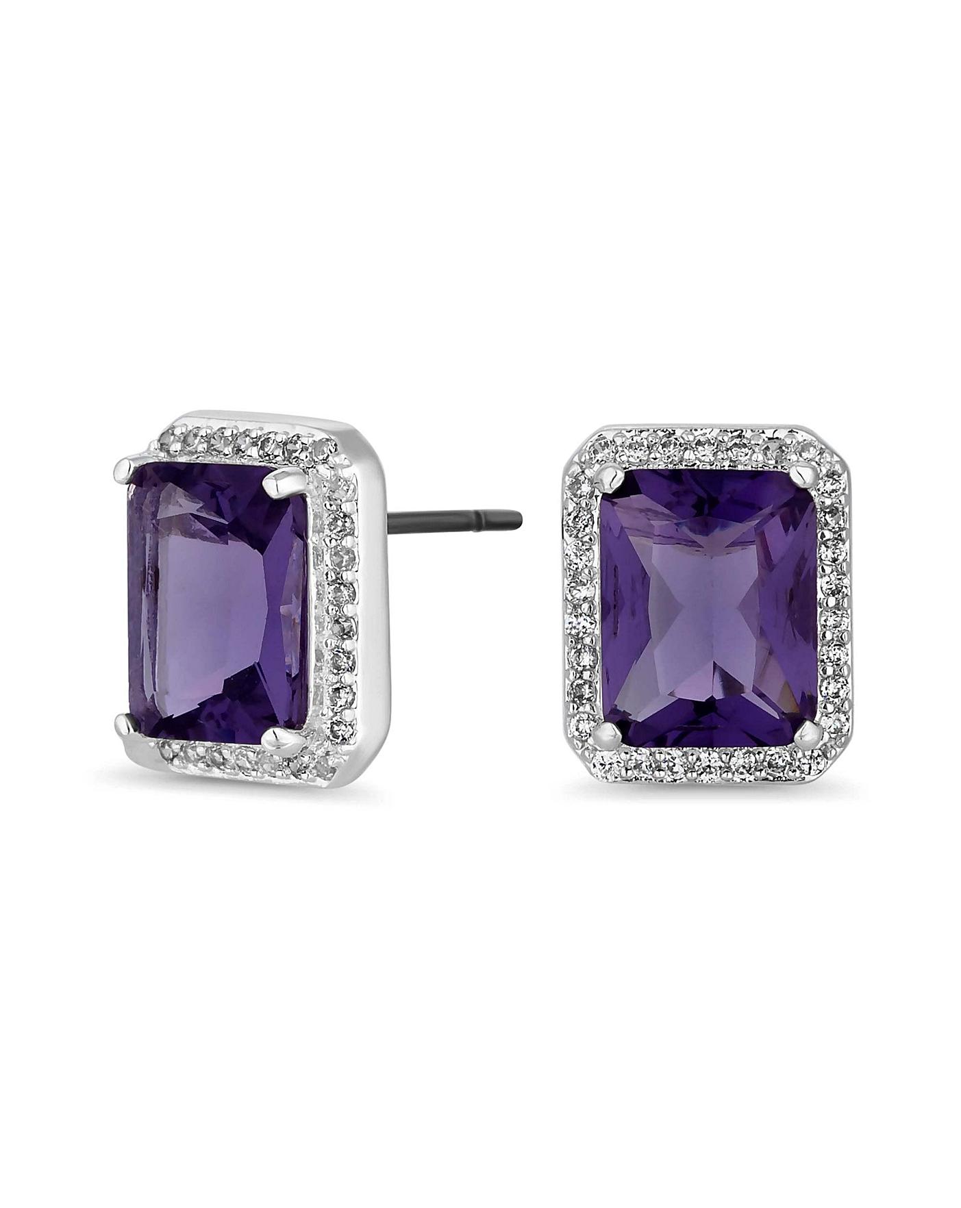 purple diamond earrings