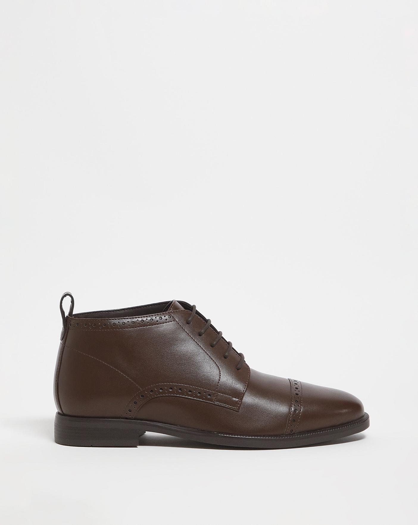 Leather Look Formal Chukka Boot Wide