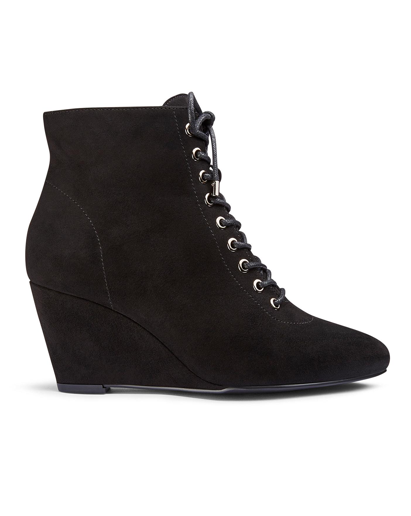 Bailey Lace Up Wedge Boot Wide Fit 