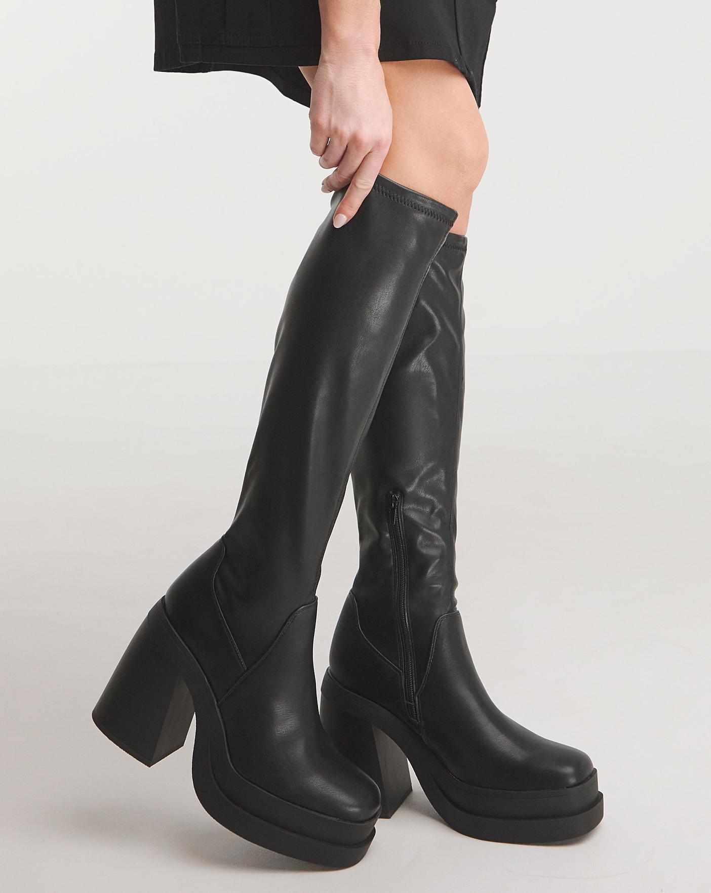 Platform knee boots hotsell