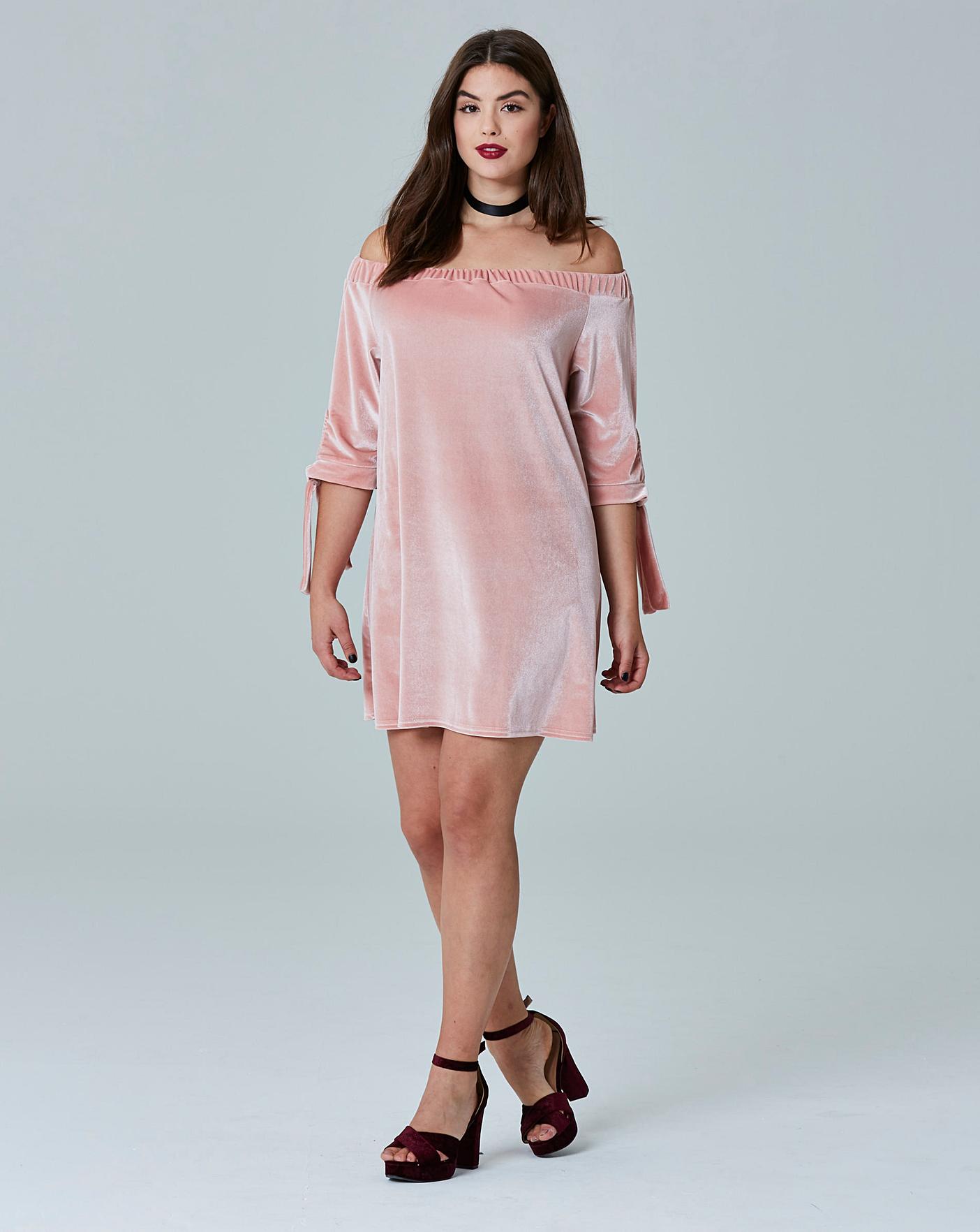 Simply Be Womens Simply Be Tie Sleeve Bardot Dress