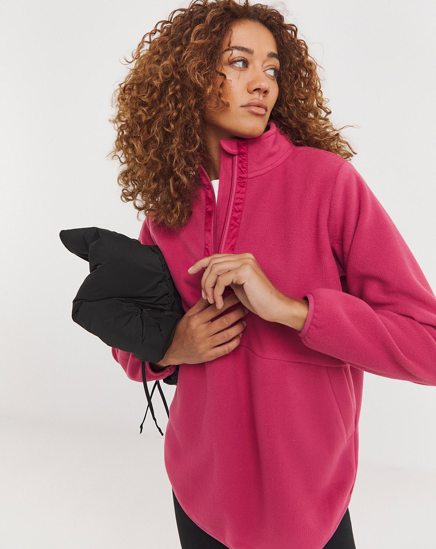 Pink fluffy half zip best sale