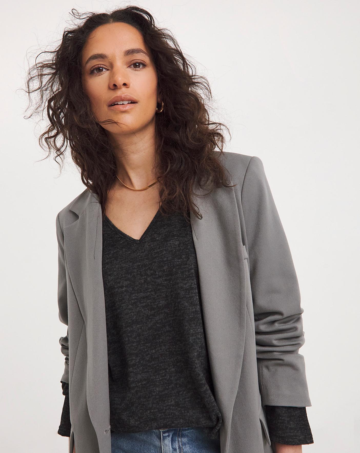 Black V Neck Soft Touch Longline Top | Fashion World