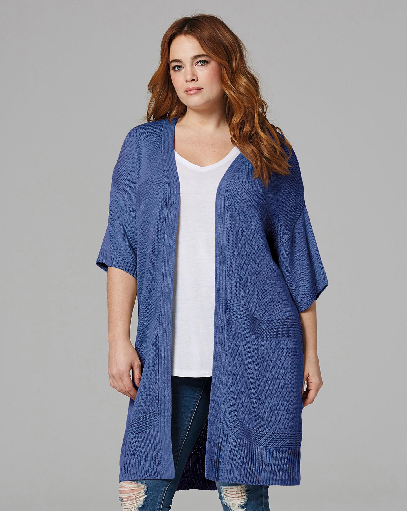 Block Purl Stitch Cardigan | Simply Be