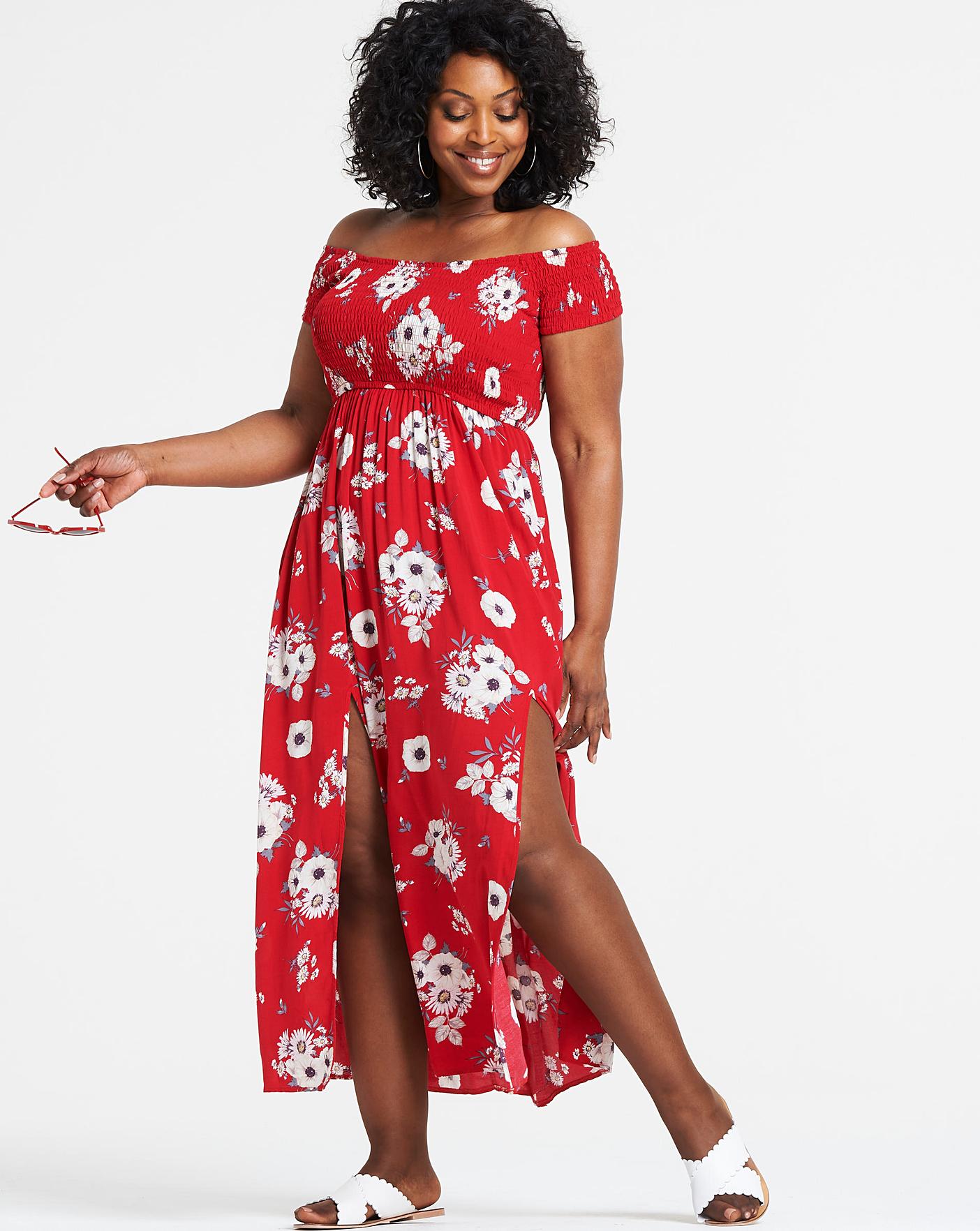 Apricot Shirred Maxi Dress J D Williams