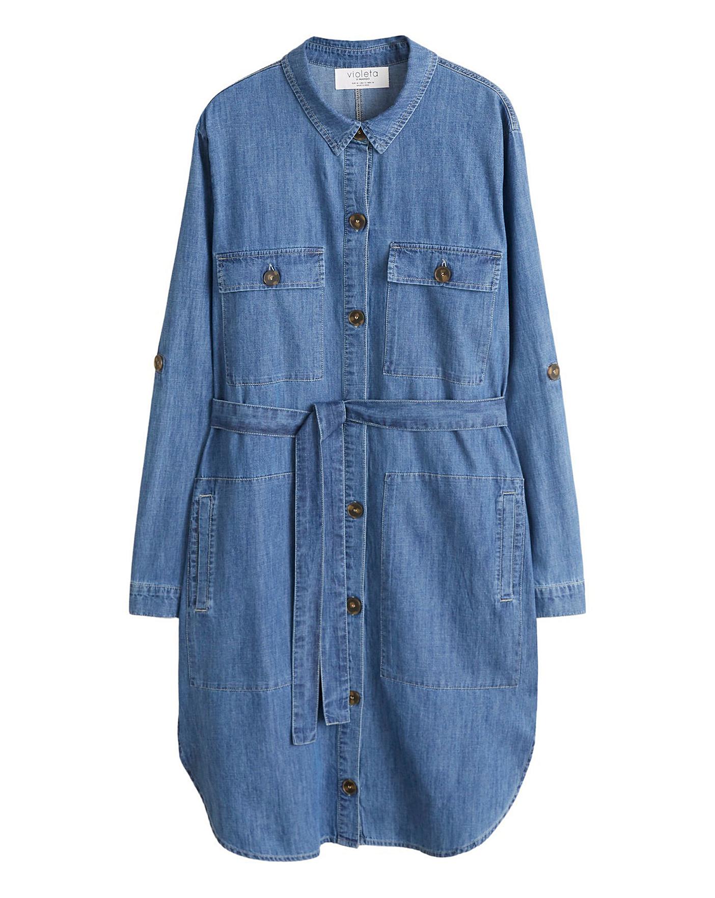 mango pocket denim shirt dress