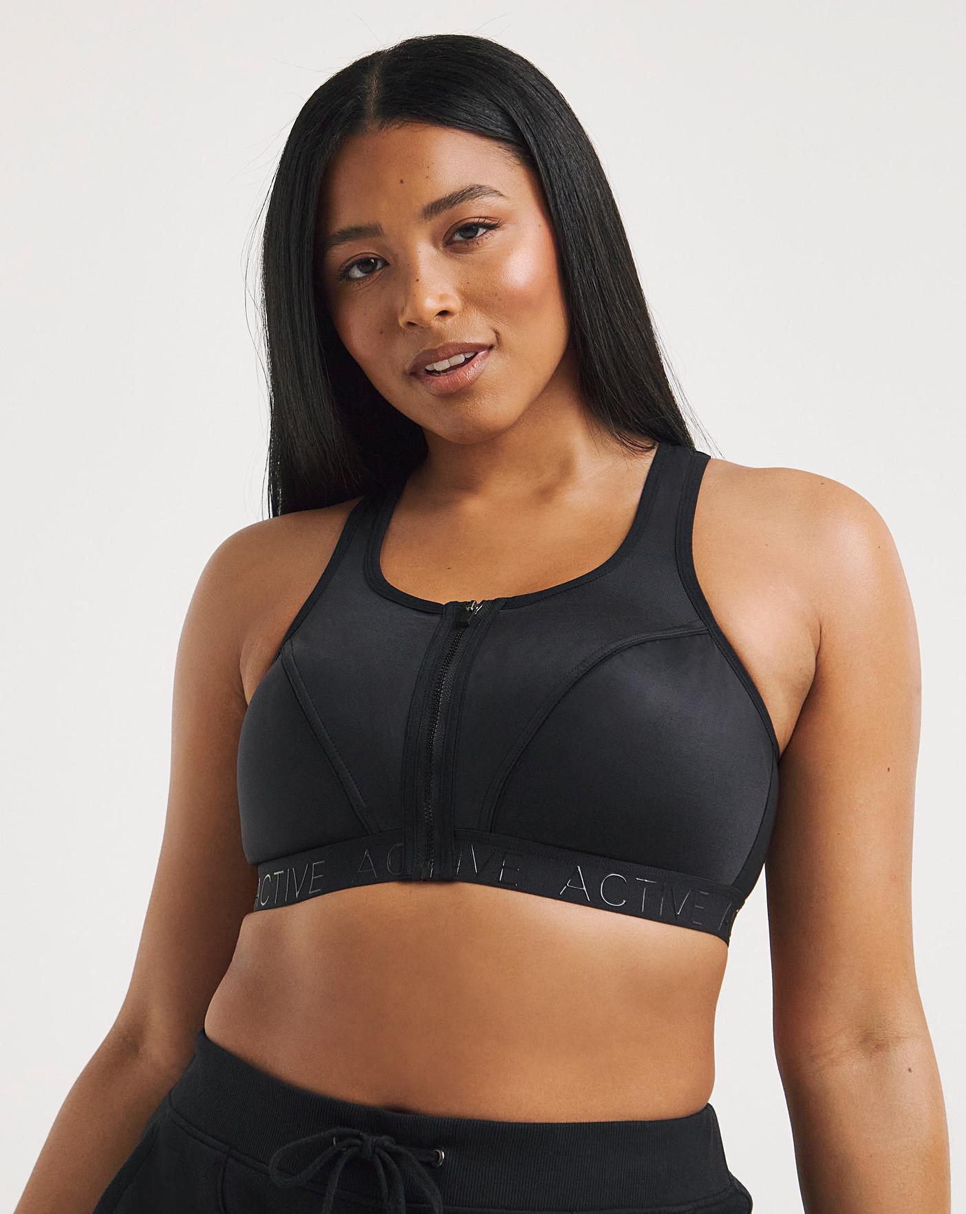 Zip Front Sports Bra for Women Plus Size High Support Bra Top
