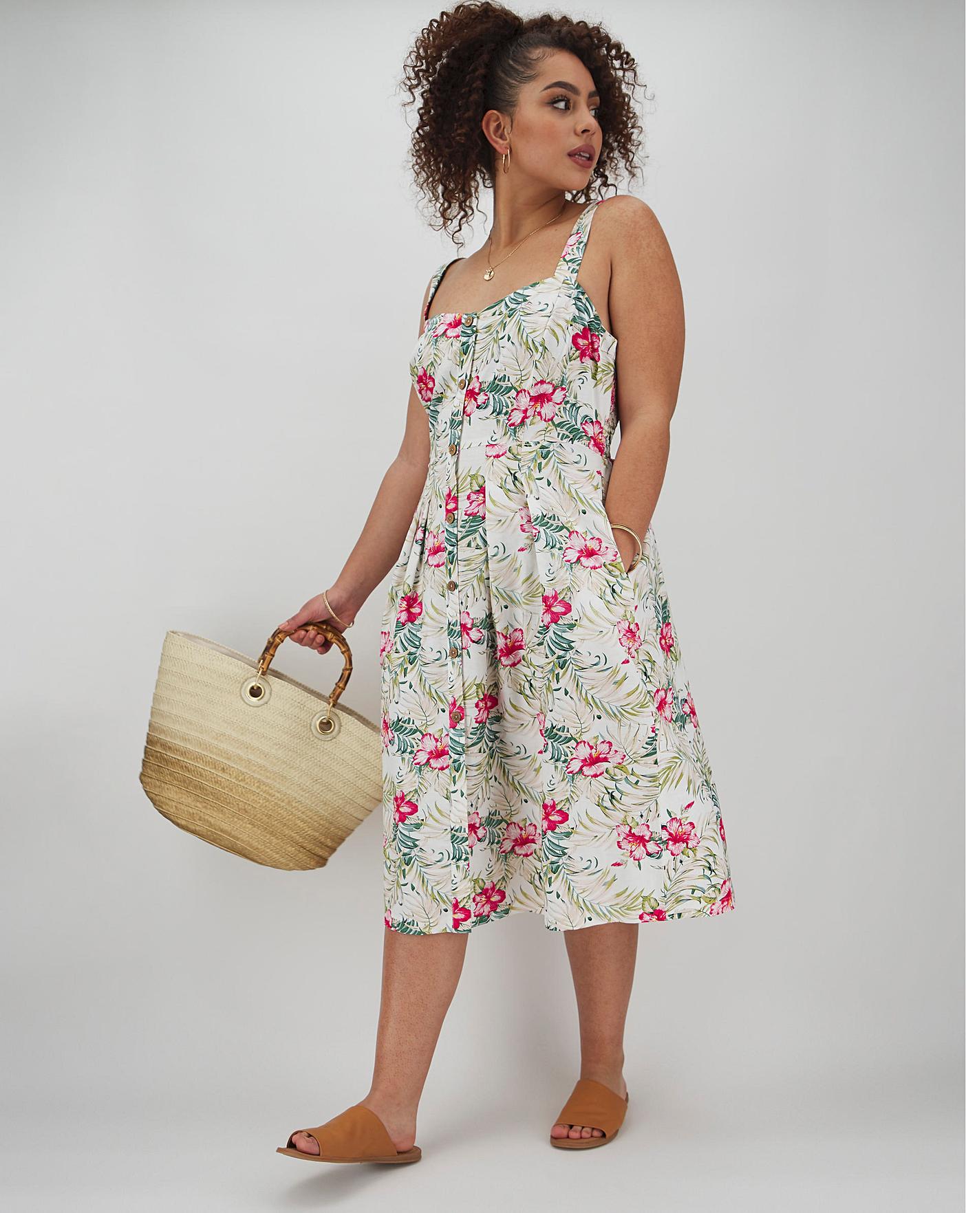 Joe Browns Floral Mixed Linen Dress | Simply Be