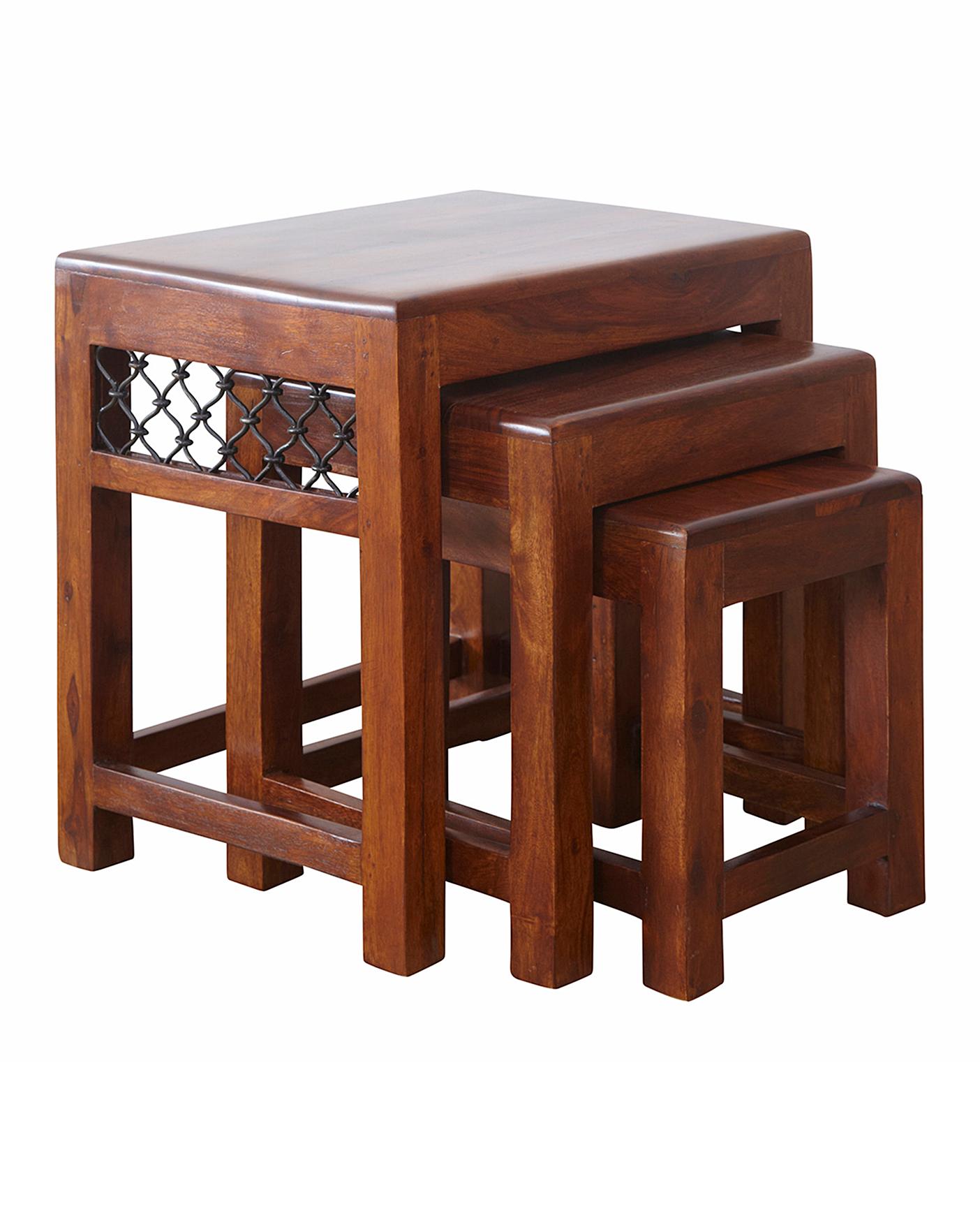 Jaipur Acacia Wood Nest of 3 Tables House of Bath