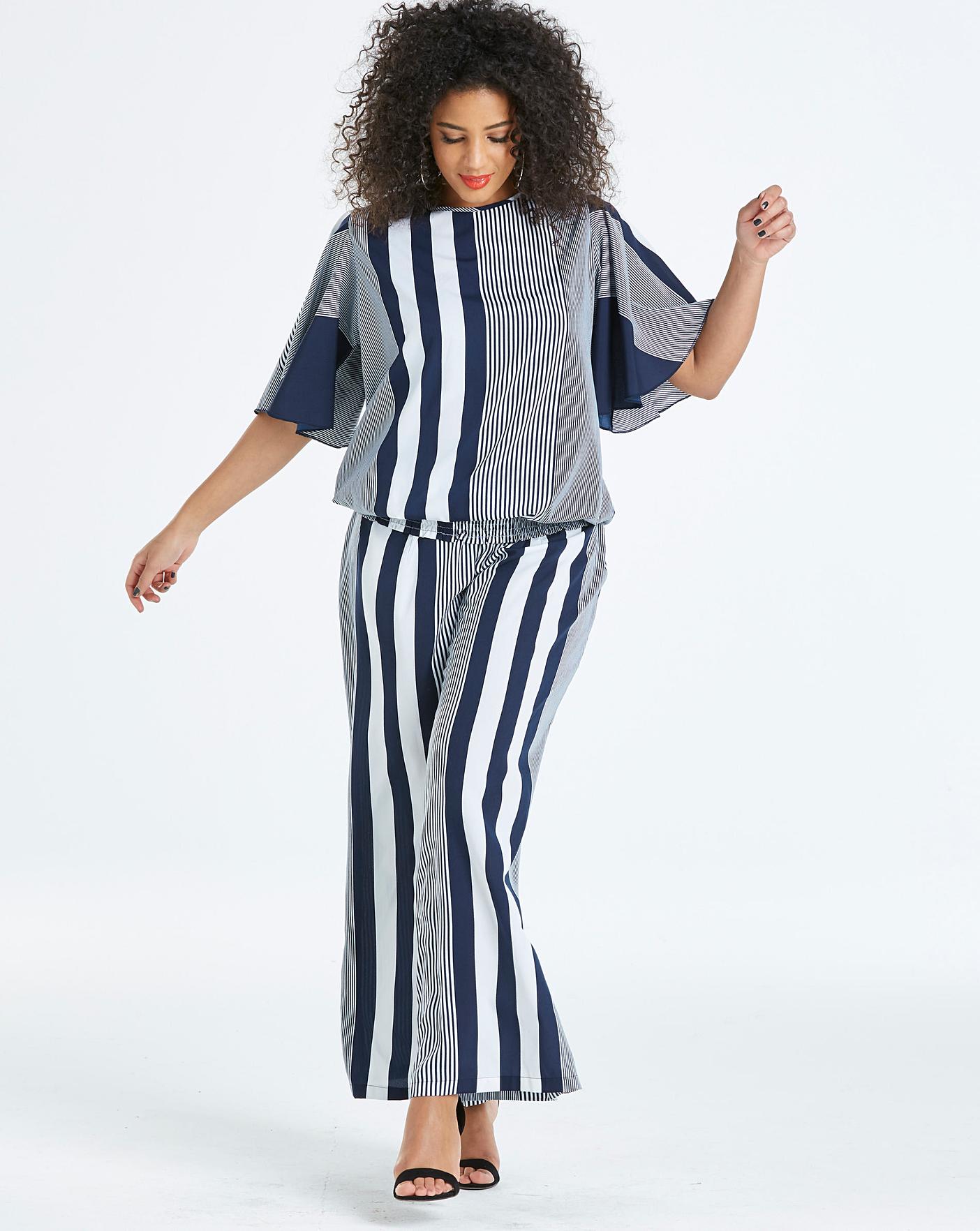 Blue and white cheap striped palazzo pants