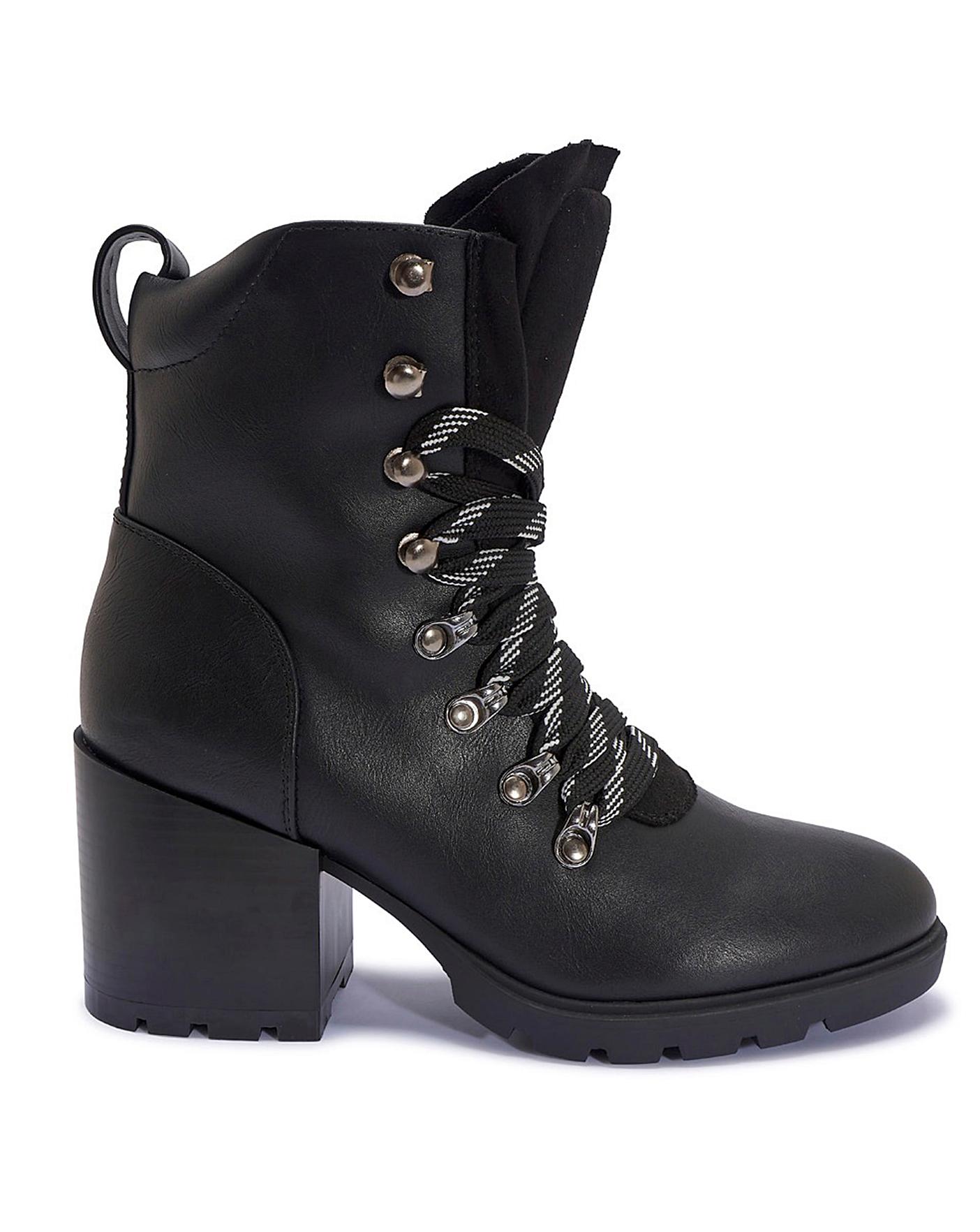 Block Heel Lace Up Boots Standard Fit 