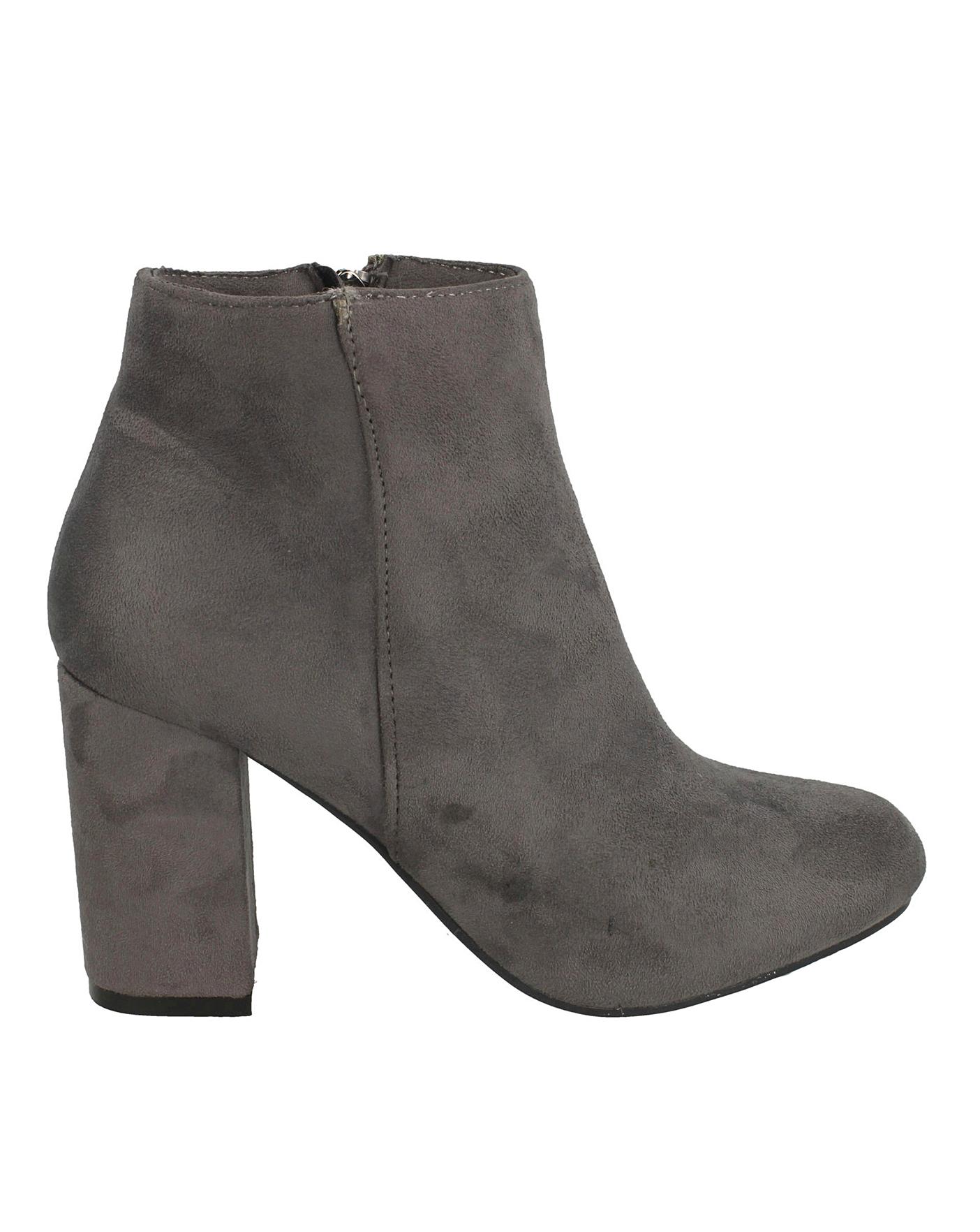 grey block heel ankle boots