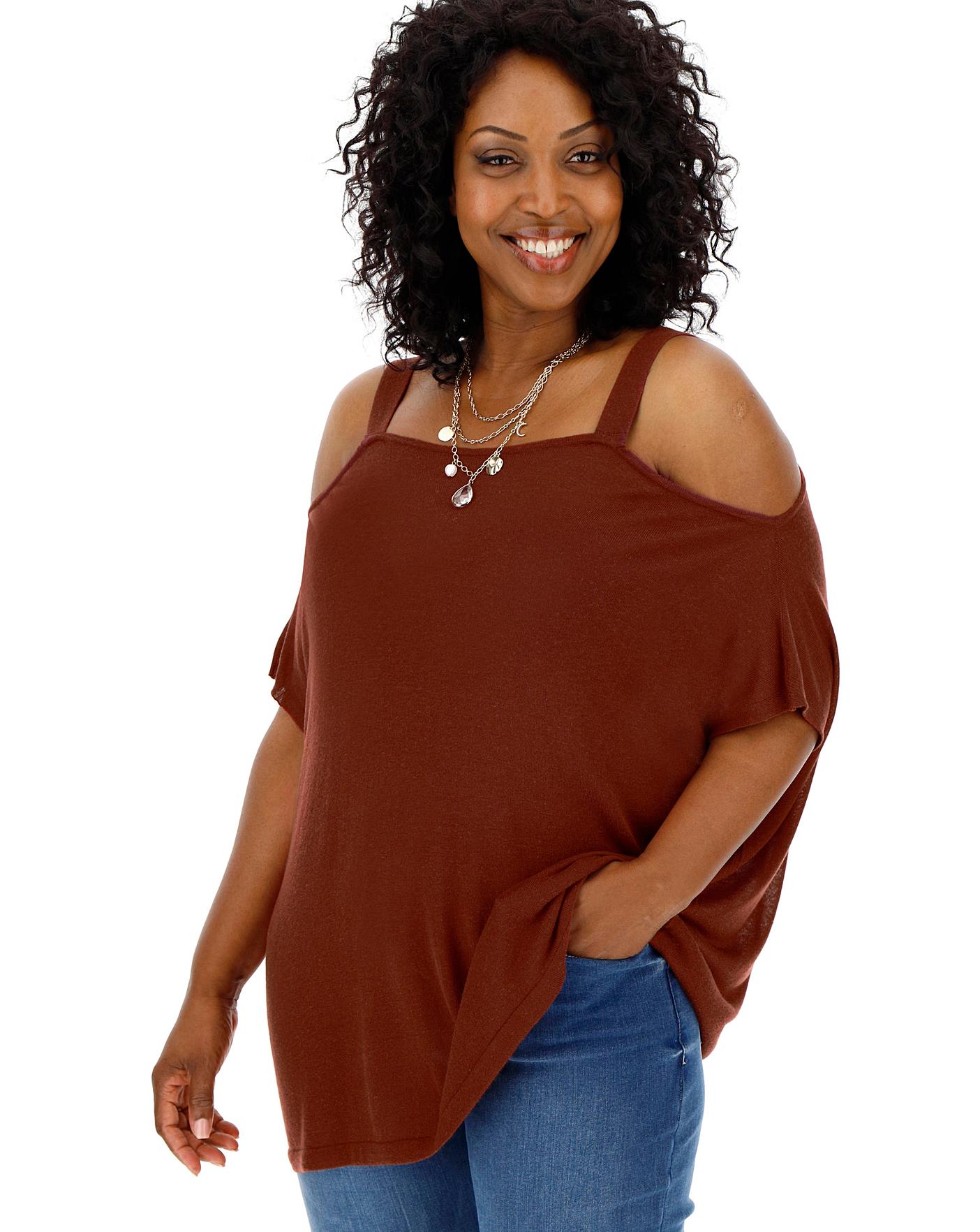 Plus size cold shoulder on sale jumper