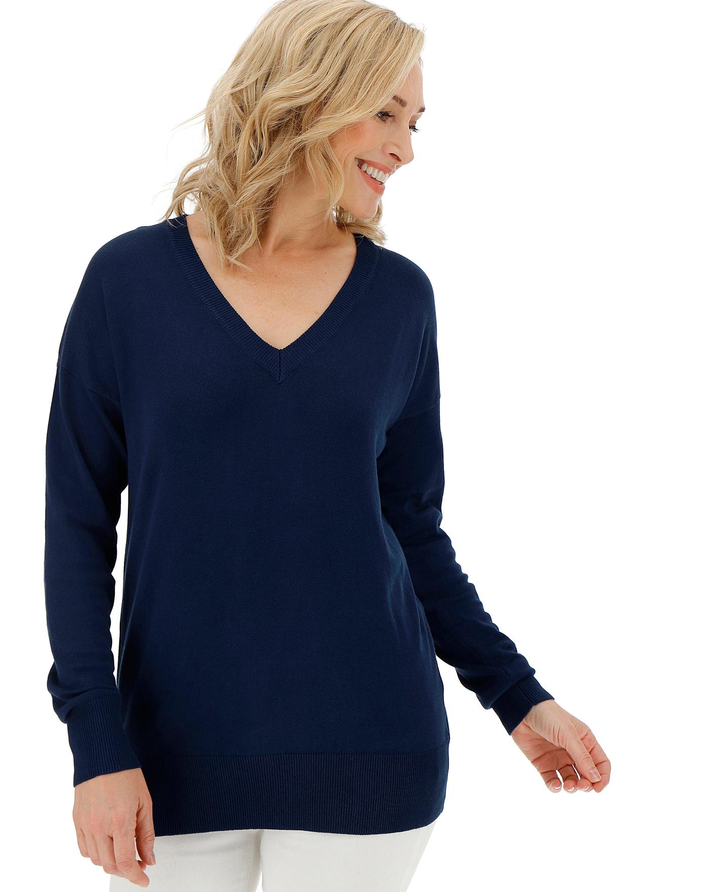 Navy V Neck Jumper Oxendales