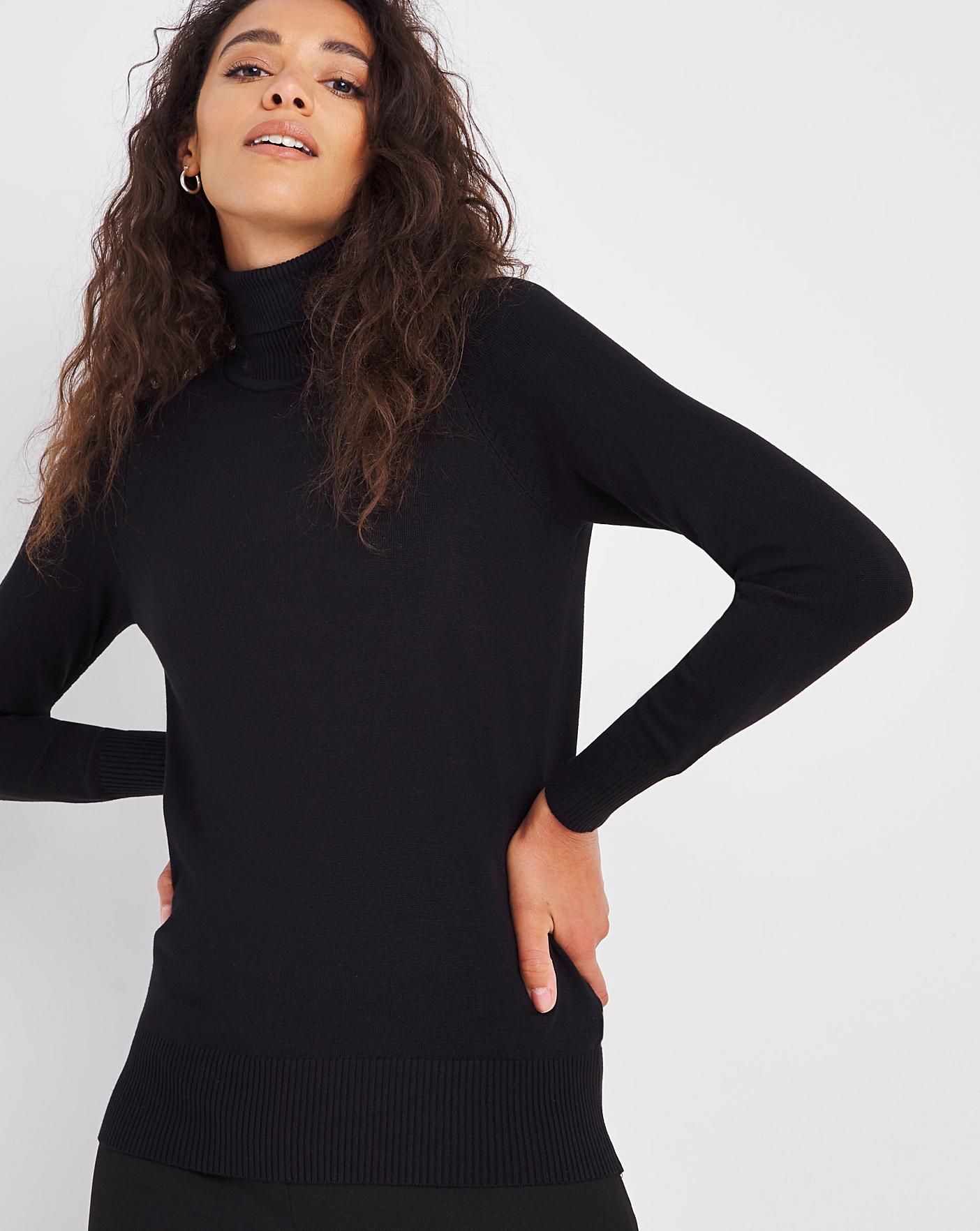 Black Roll Neck Jumper | J D Williams