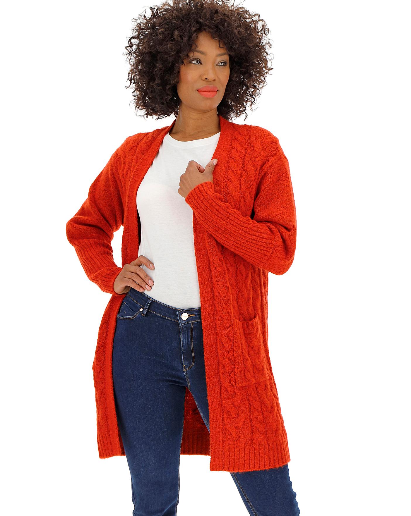 Cosy Red Longline Deep Cuff Cardigan | Marisota