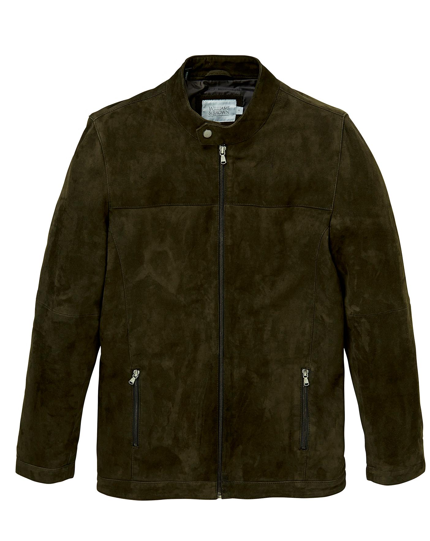 W&B Olive Suede Biker Style Jacket R | Crazy Clearance